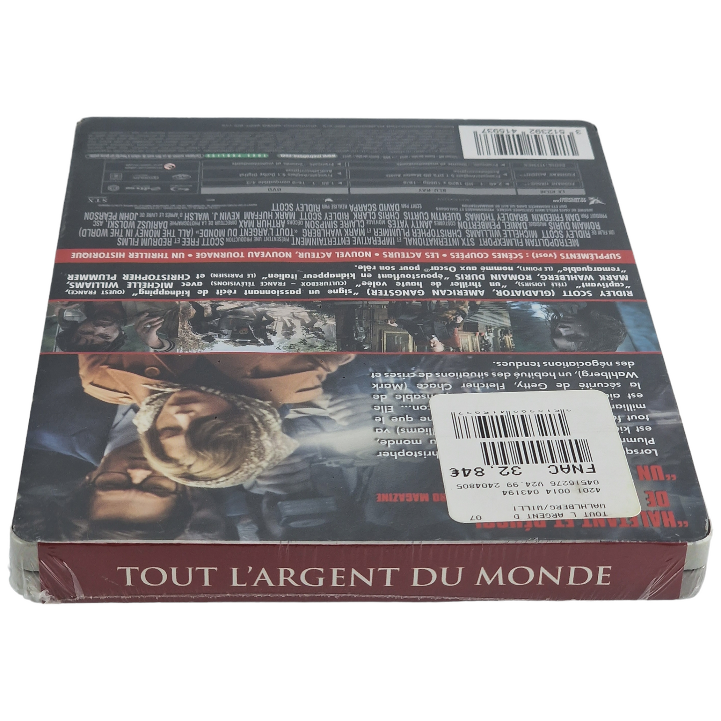 Tout l'argent du monde Blu-ray + DVD Steelbook Limitée Ridley Scott 2018 Zone B