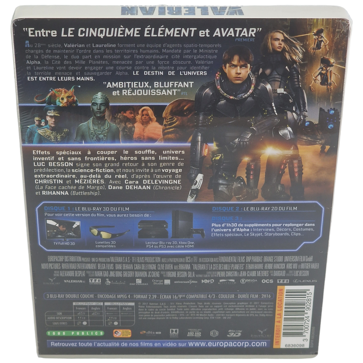 Valérian et la Cité des Mille Planètes SteelBook Blu-ray 3D + 2D + Bonus Zone B