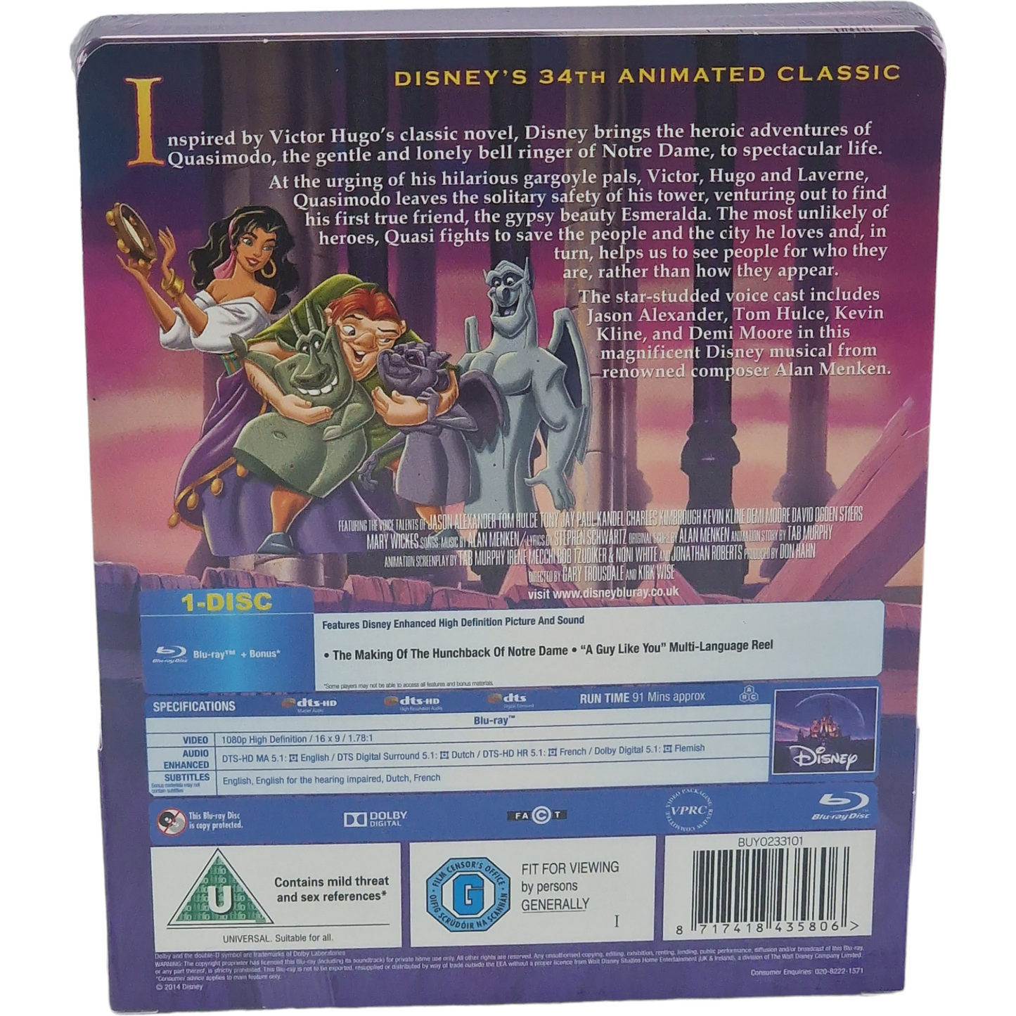 Le Bossu de Notre Dame Blu-ray SteelBook Disney Zavvi  2014  Region Libre