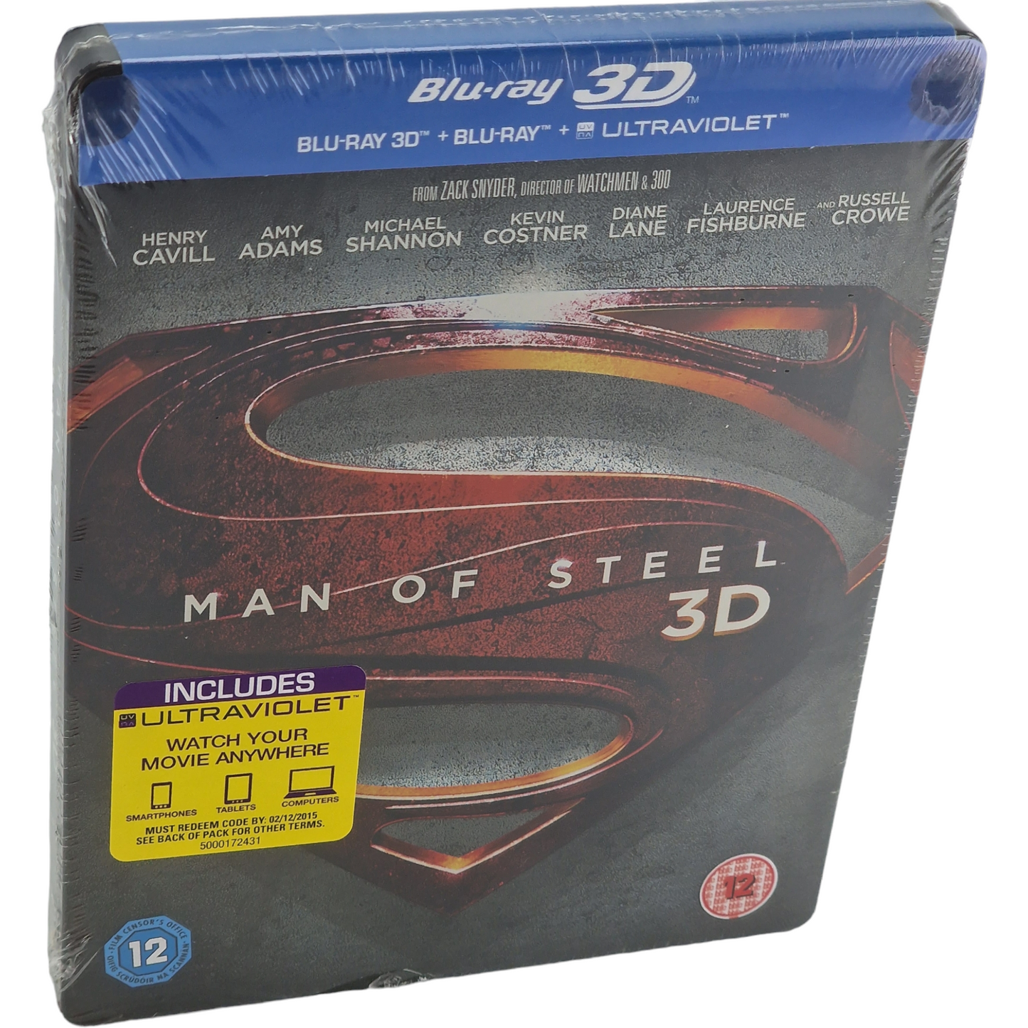 Man of Steel 3D Blu-ray+Blu-ray SteelBook Disney Zavvi limitée 2013 Zone Libre