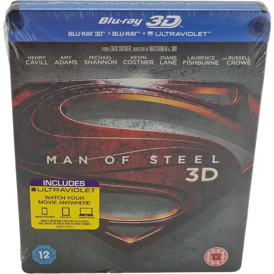 Man of Steel 3D Blu-ray+Blu-ray SteelBook Disney Zavvi limitée 2013 Zone Libre