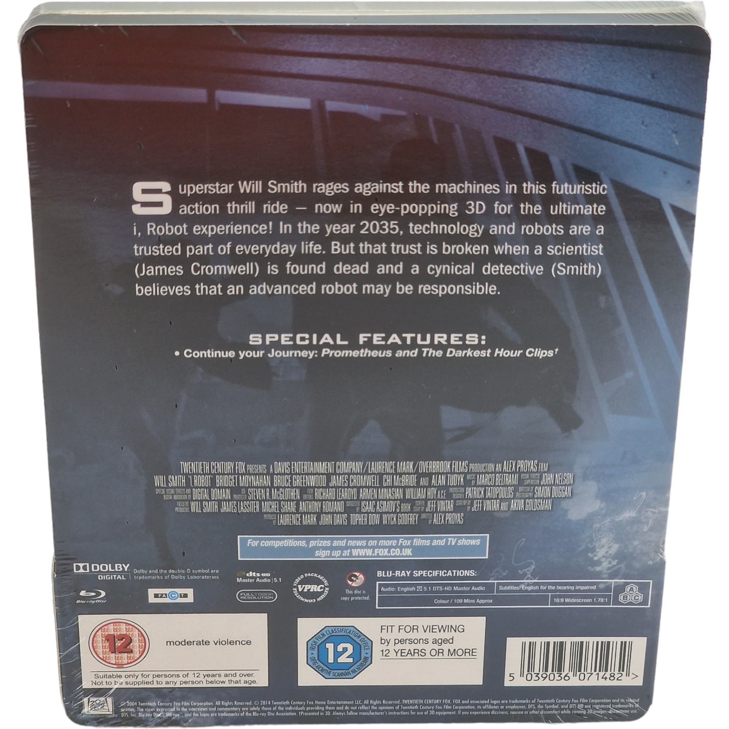 I, Robot  Blu-ray 3D + Blu-ray SteelBook Zavvi limitée 3000 Ex 2014 Zone Libre