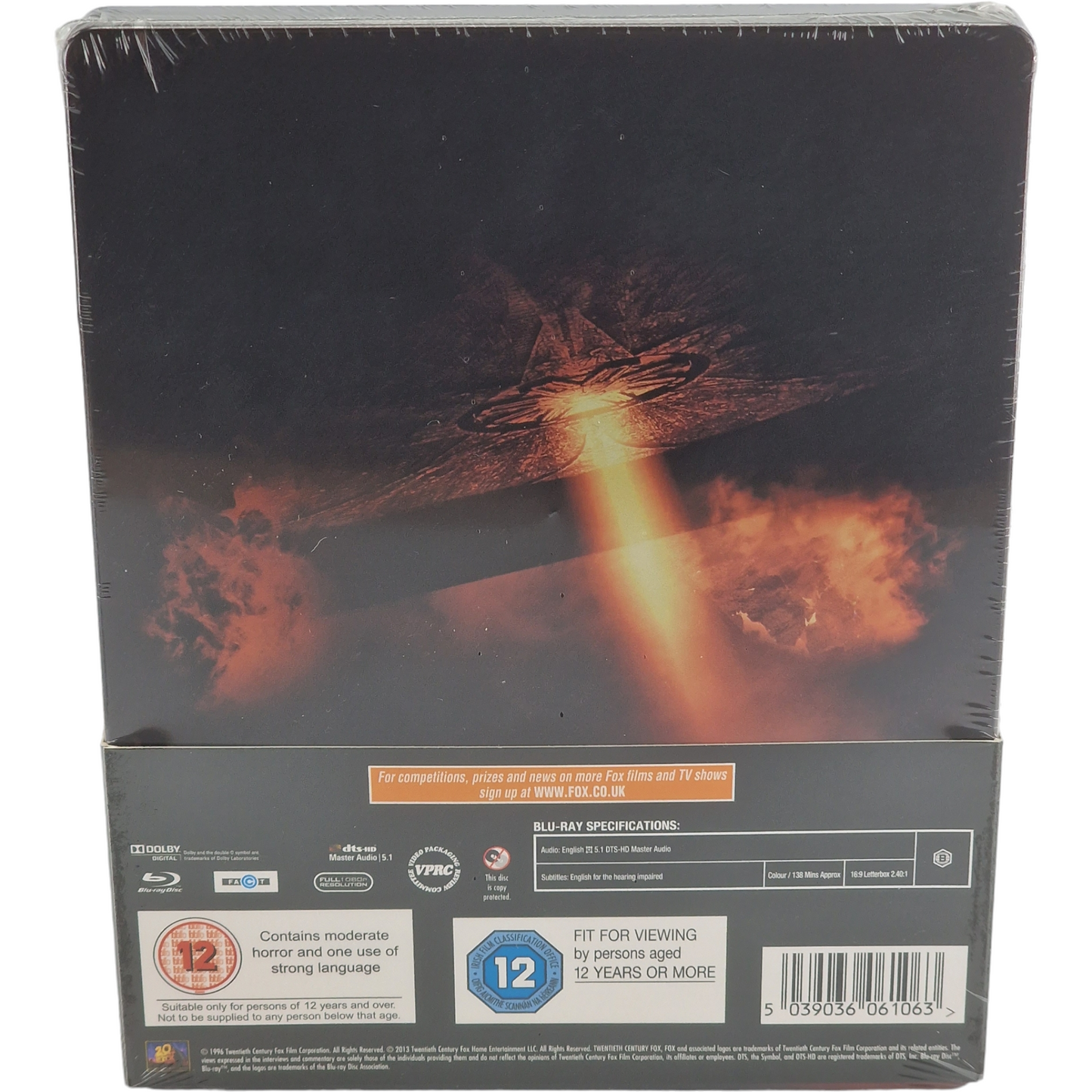 Independence Day : Will Smith Blu-ray SteelBook Zavvi  limitée 2013  Region B