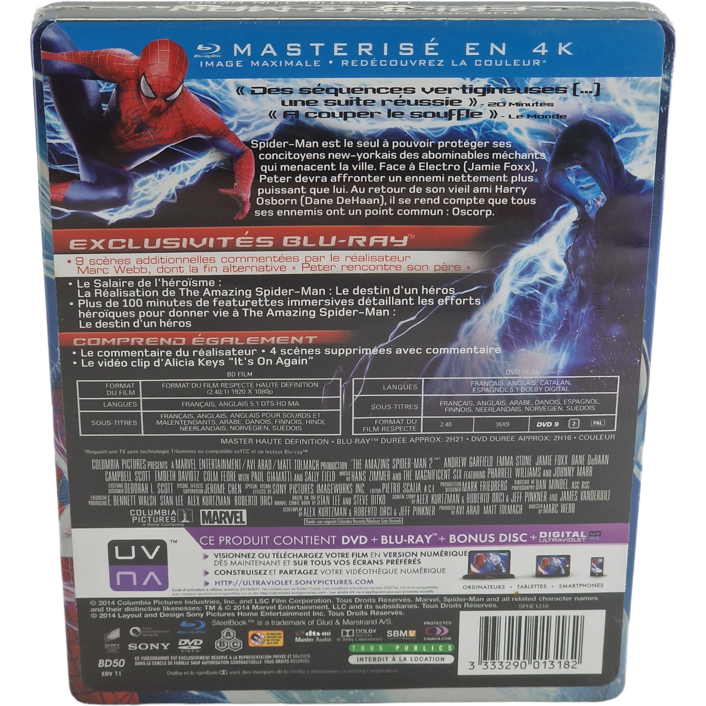 The Amazing Spider-Man 2 Blu-ray + DVD SteelBook   Limitée Fnac 2014  Zone Libre