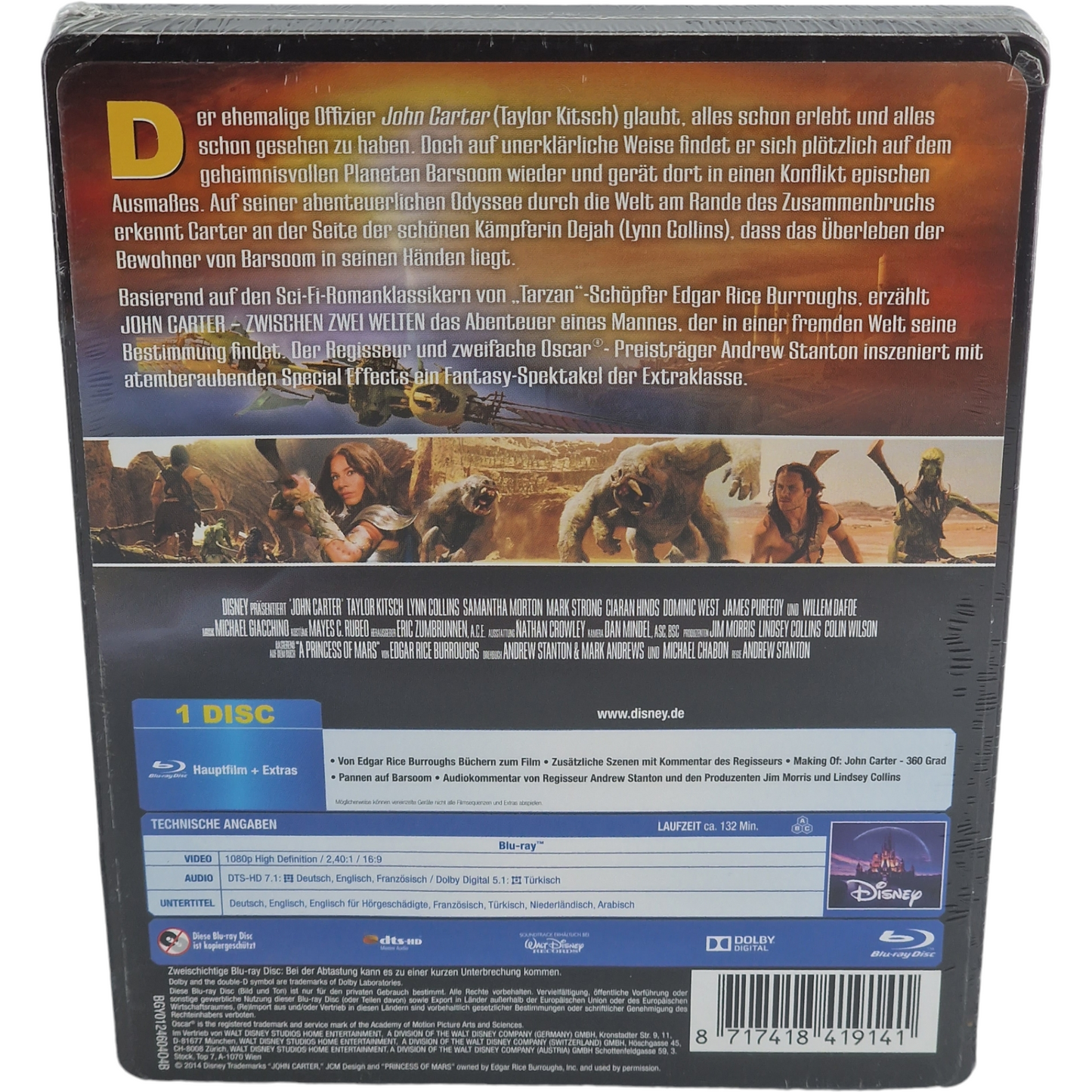 John Carter: Entre 2 Mondes Blu-ray SteelBook Stanton 2014 Disney Zone Libre