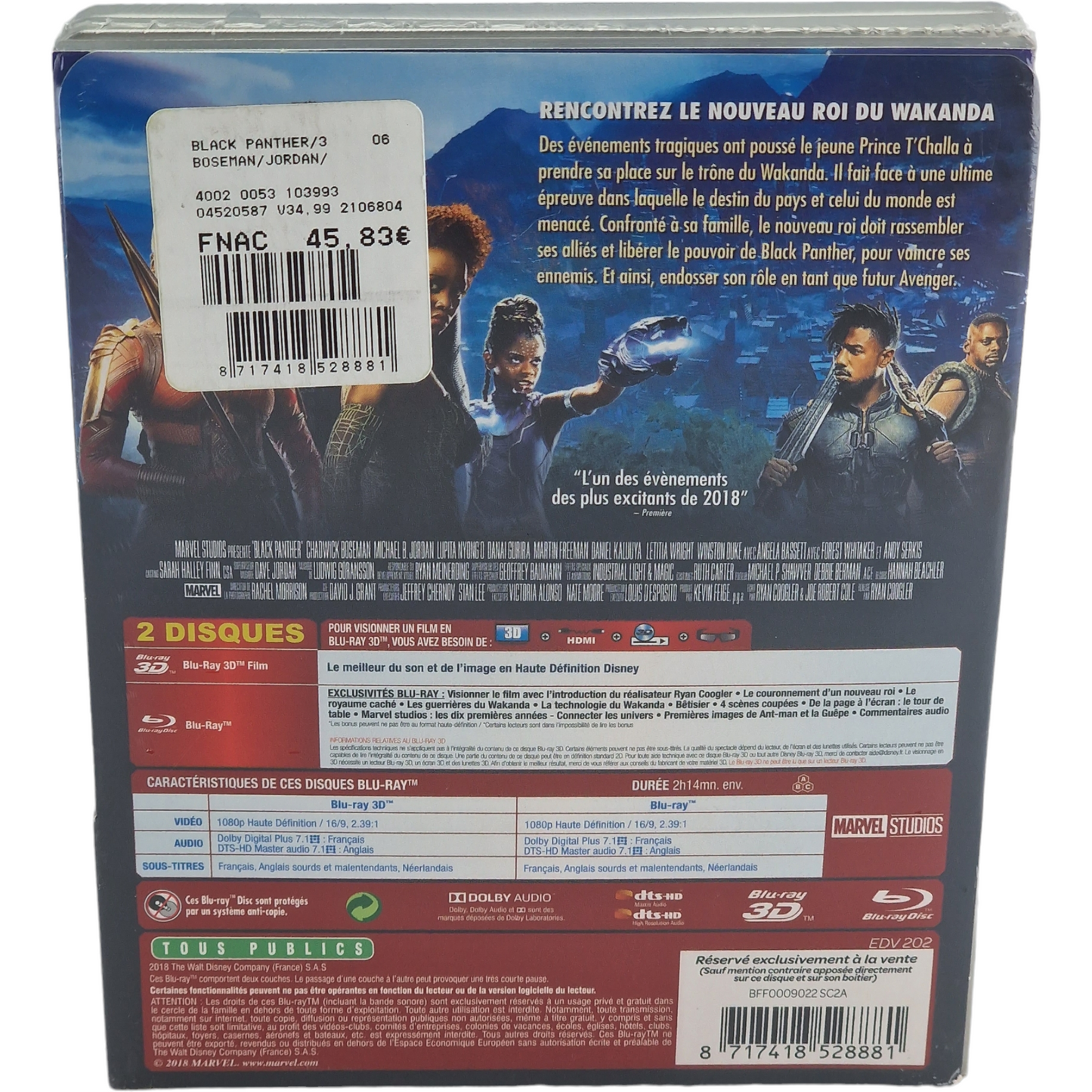 Black Panther Steelbook Blu-ray 3D + 2D + Livre Fnac Édition limitée Zone B