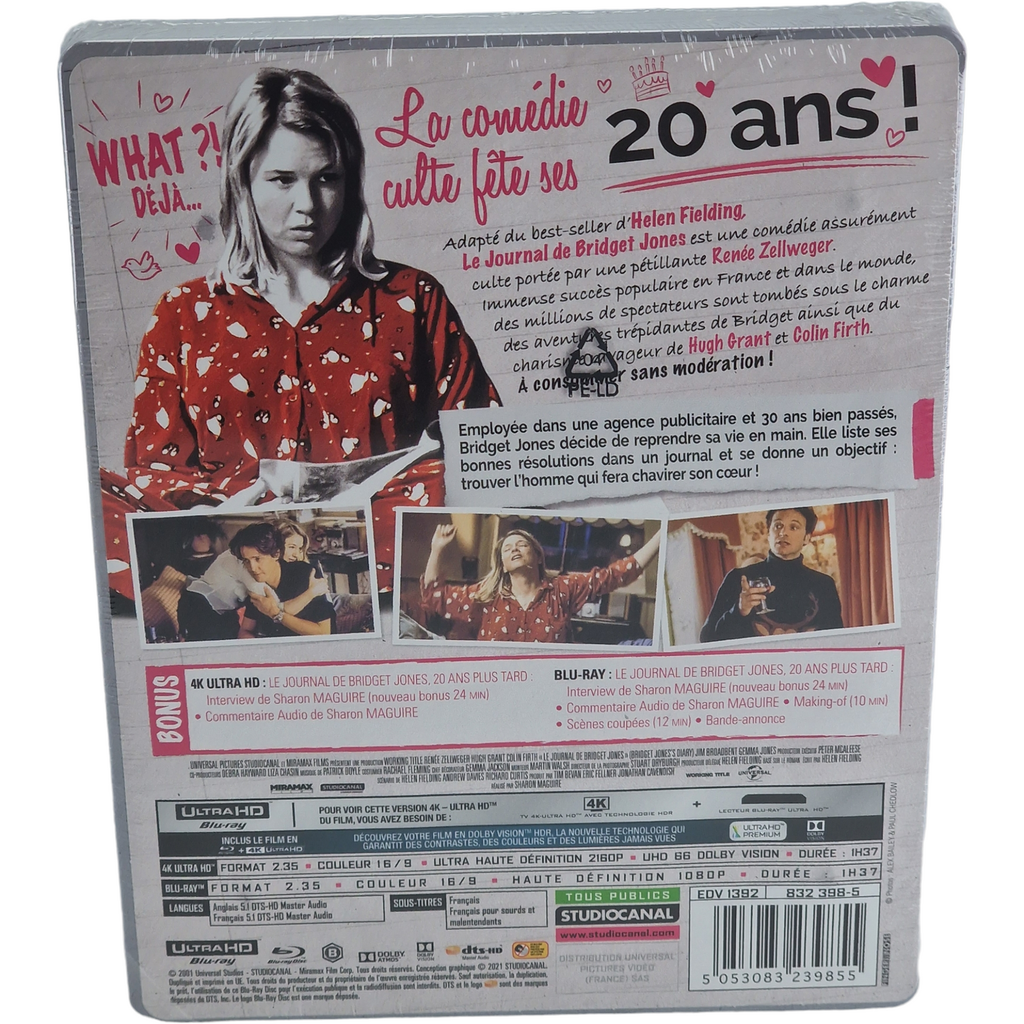 Le Journal de Bridget Jones 4K Blu-ray  SteelBook   Edition Limitée Region Libre