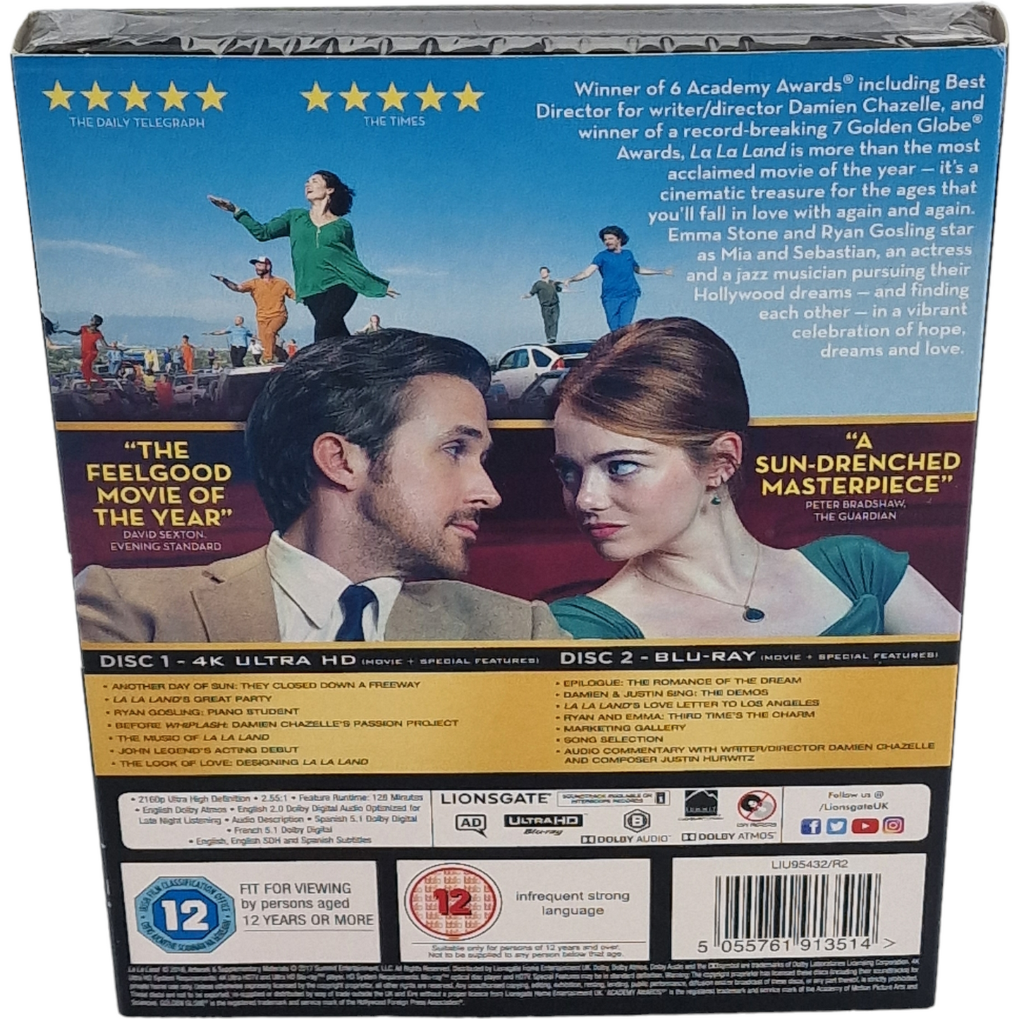 La La Land 4K Ultra HD+Blu-ray+Cartes artistiques Ryan Gosling,Emma Stone Zone B