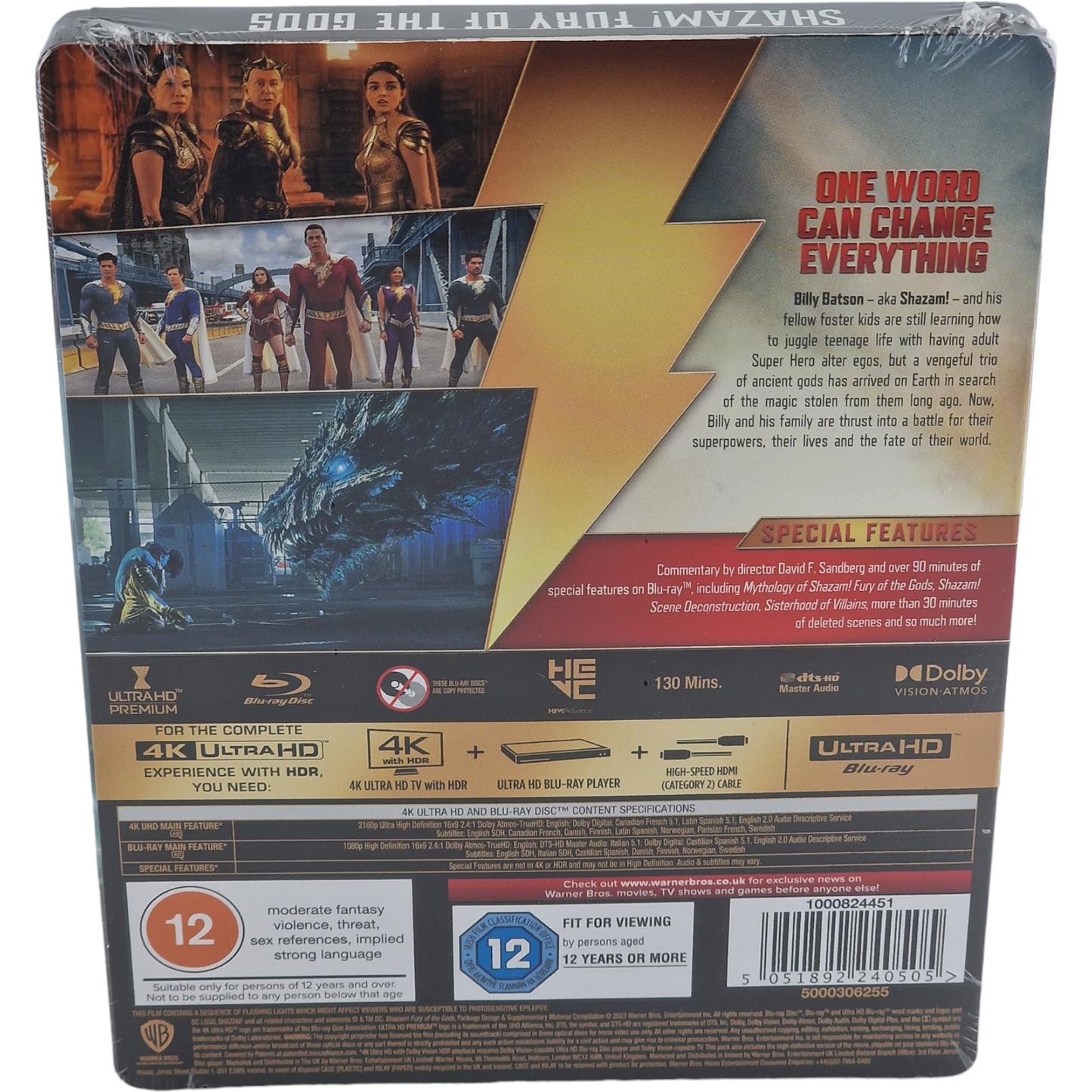 Shazam! Fury of the Gods 4K Ultra HD +Blu-ray SteelBook HMV Limitée 2023 Zone B