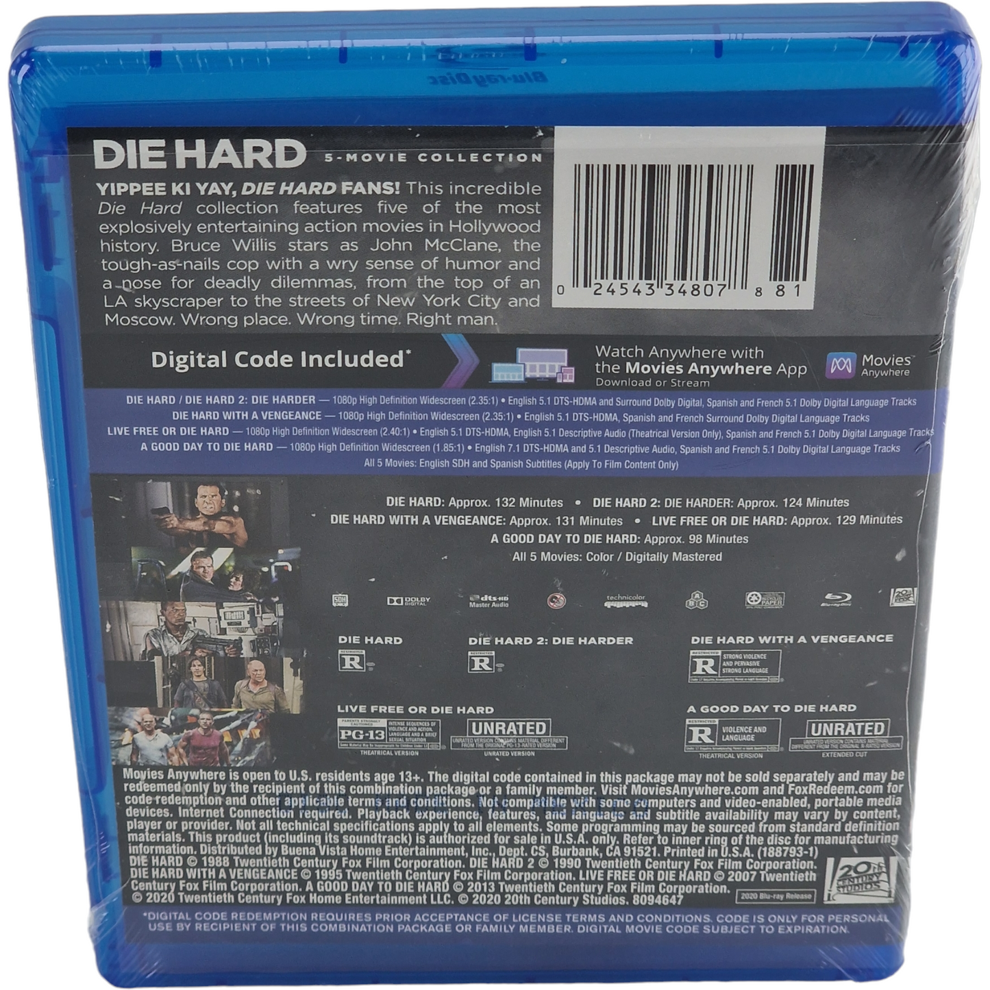 Die Hard 1988-2013 Bruce Willis  Blu-ray + Digital HD  5 films, 7 coupes A