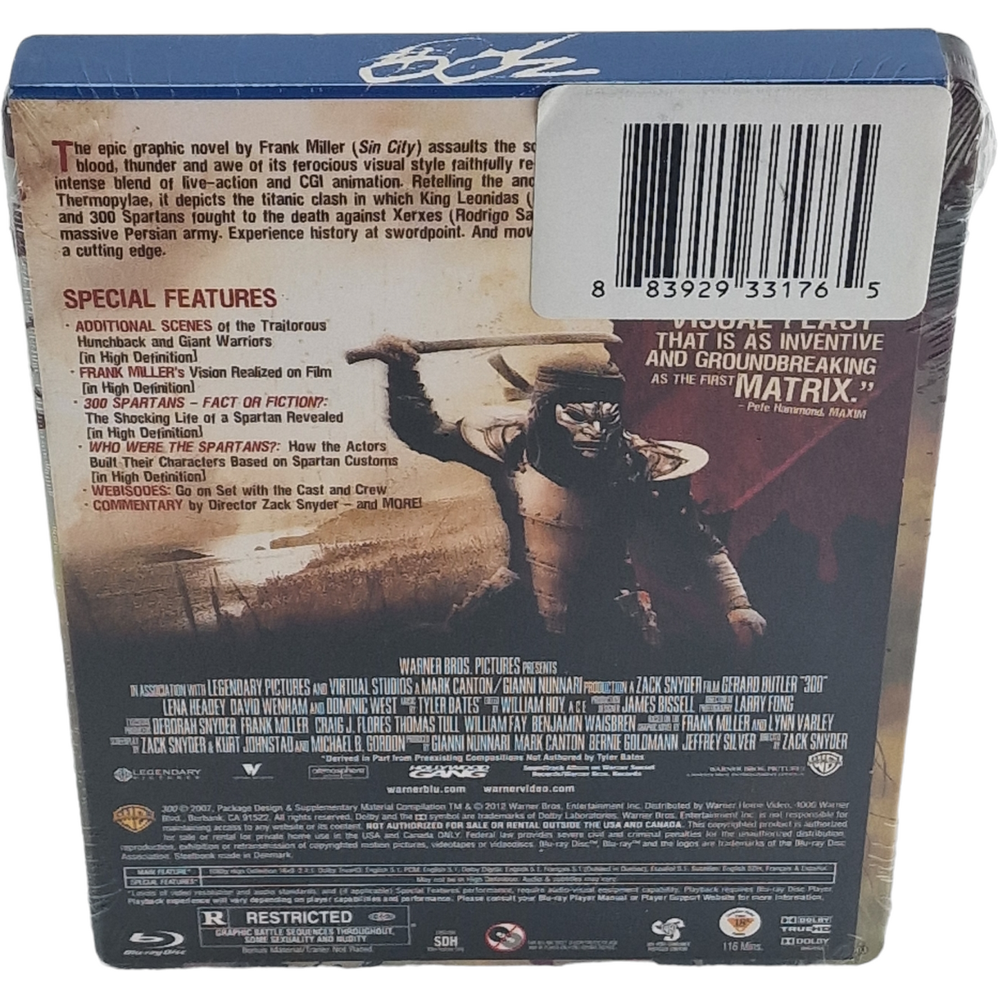 300 Blu-ray SteelBook 2006  Zack Snyder Gerard Butler 2013  Region Libre