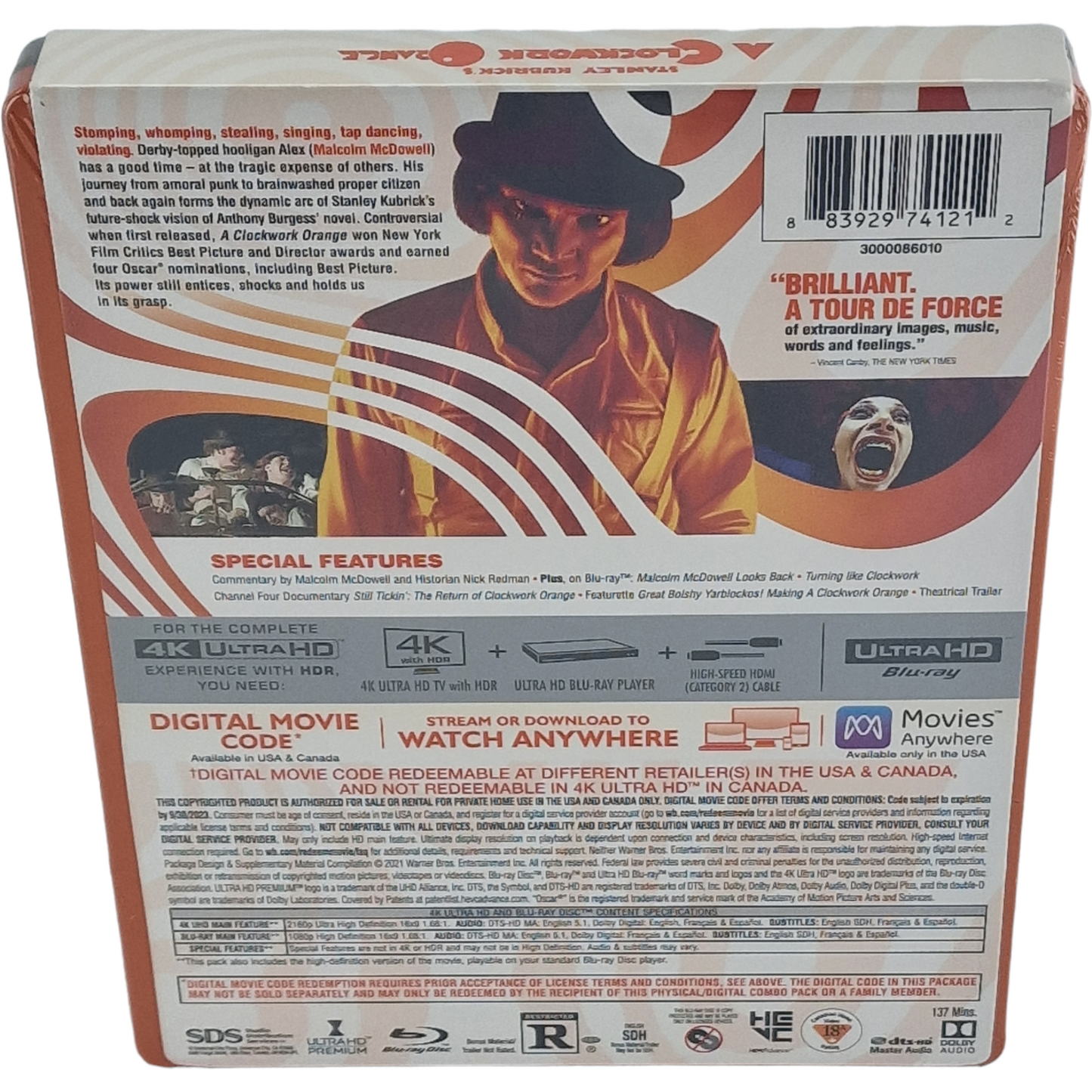 Orange mécanique 4K Ultra HD+Blu-ray SteelBook Best Buy Stanley Kubrick [-18] A