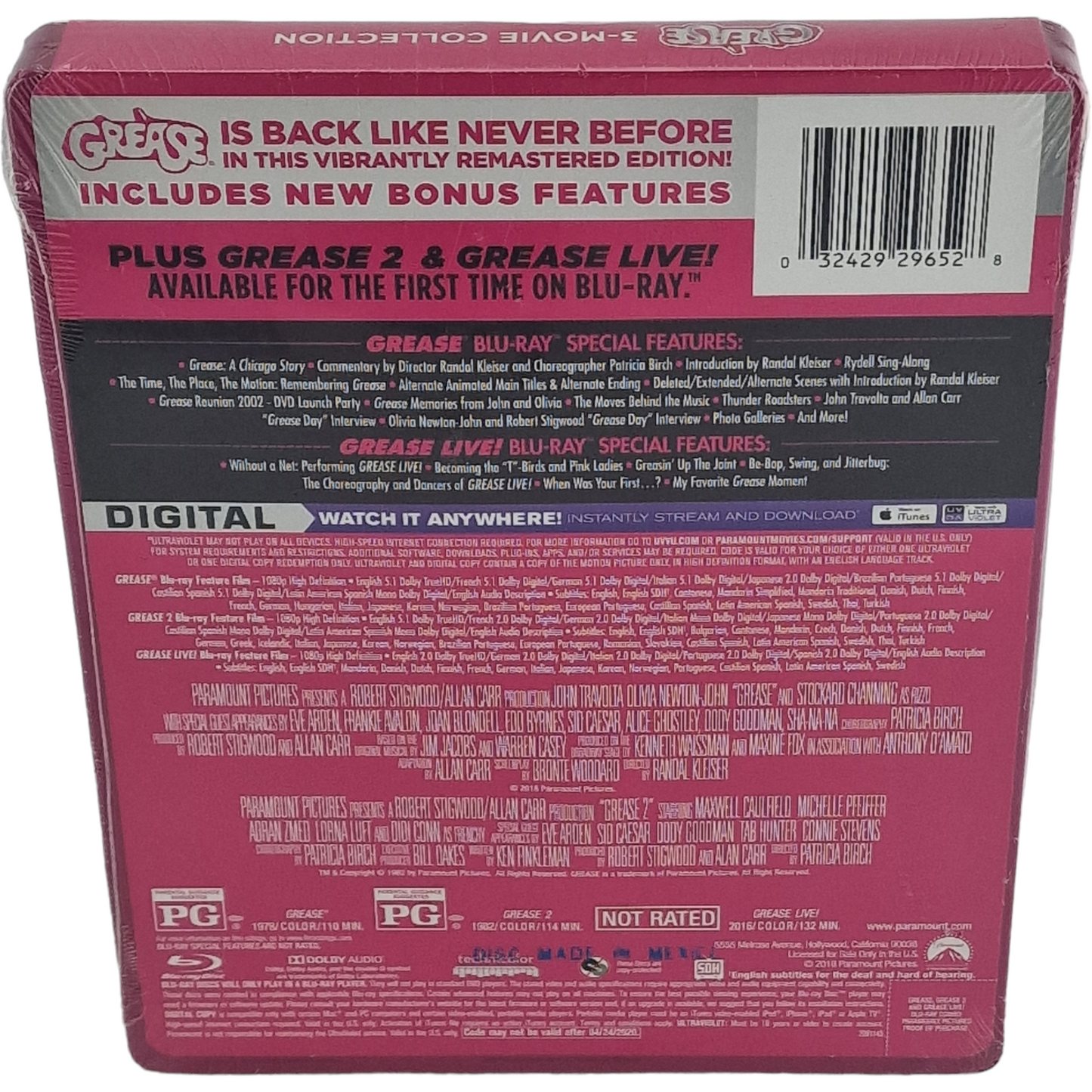 Grease Collection Blu-ray 3 Films Steelbook [Grease+Grease 2+Grease: Live!]Libre