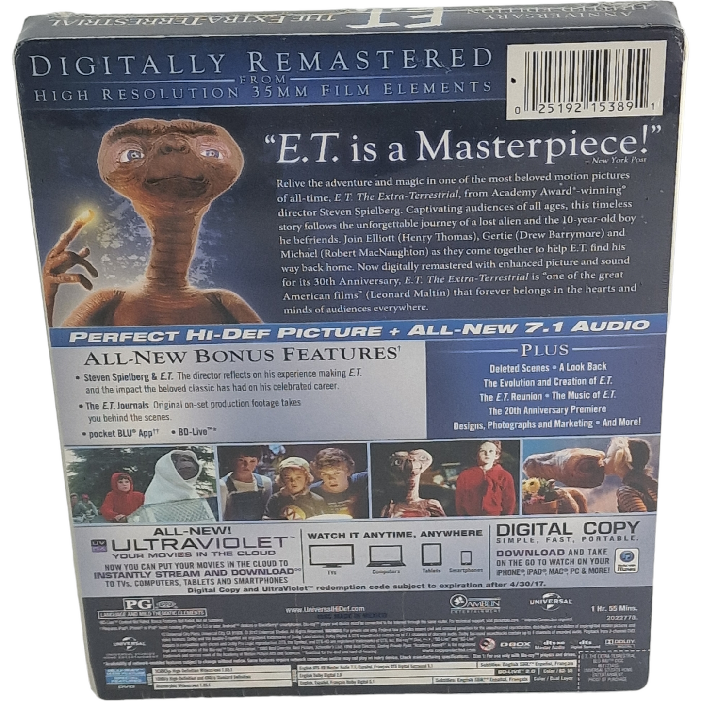 E.T. :L'extra-terrestre Blu-ray +DVD+Digital HD Steelbook Édition Limitée Libre