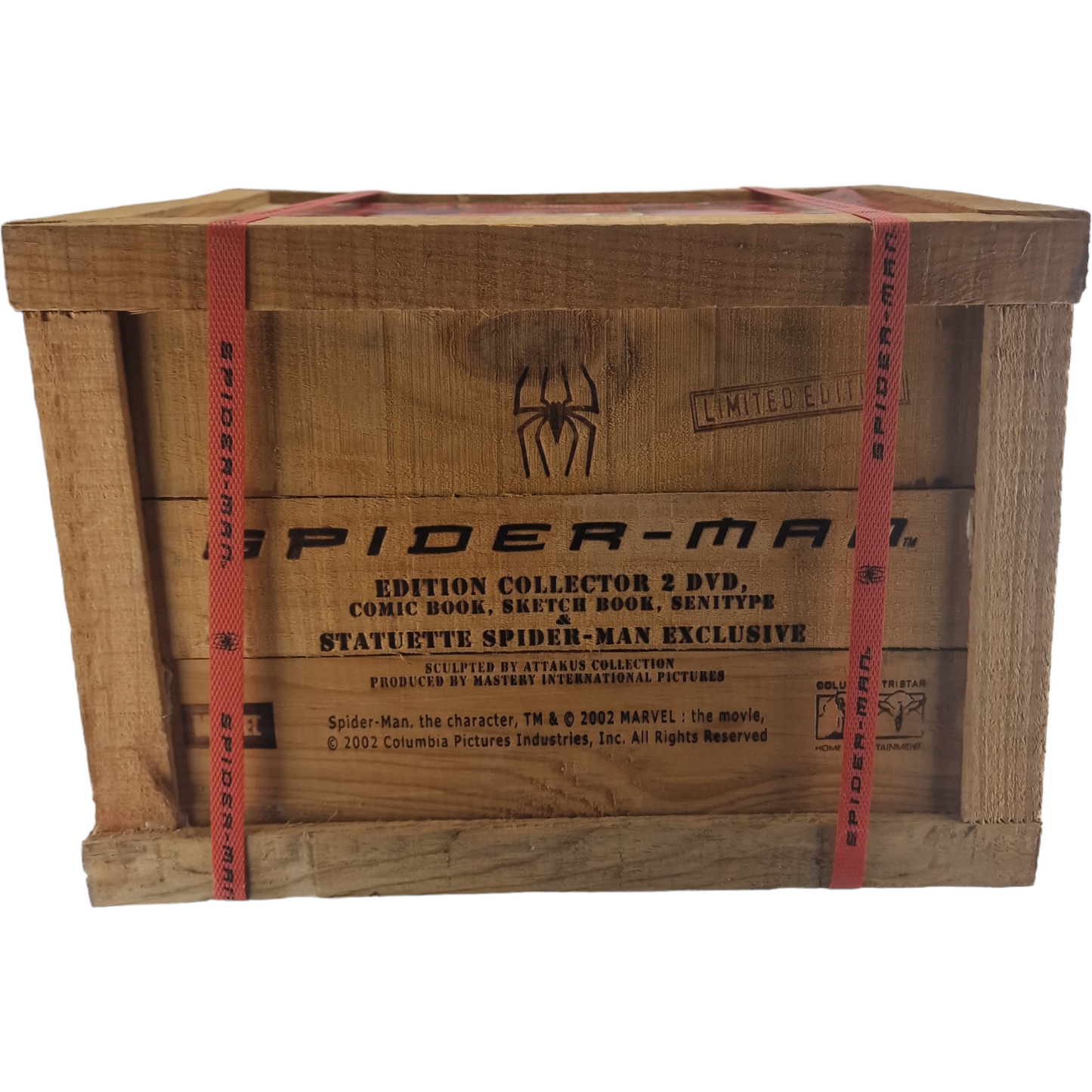 Coffret bois pyrogravé Spider-Man Scellé 5000 ex monde /Statuette+ DVD+pellicule