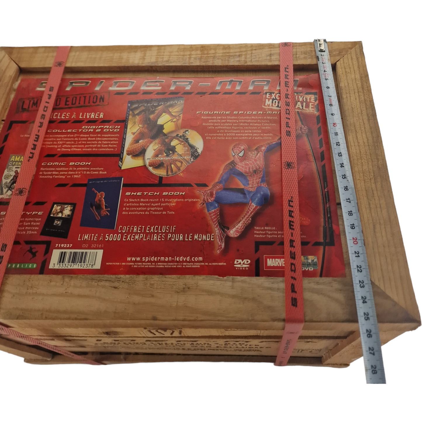 Coffret bois pyrogravé Spider-Man Scellé 5000 ex monde /Statuette+ DVD+pellicule