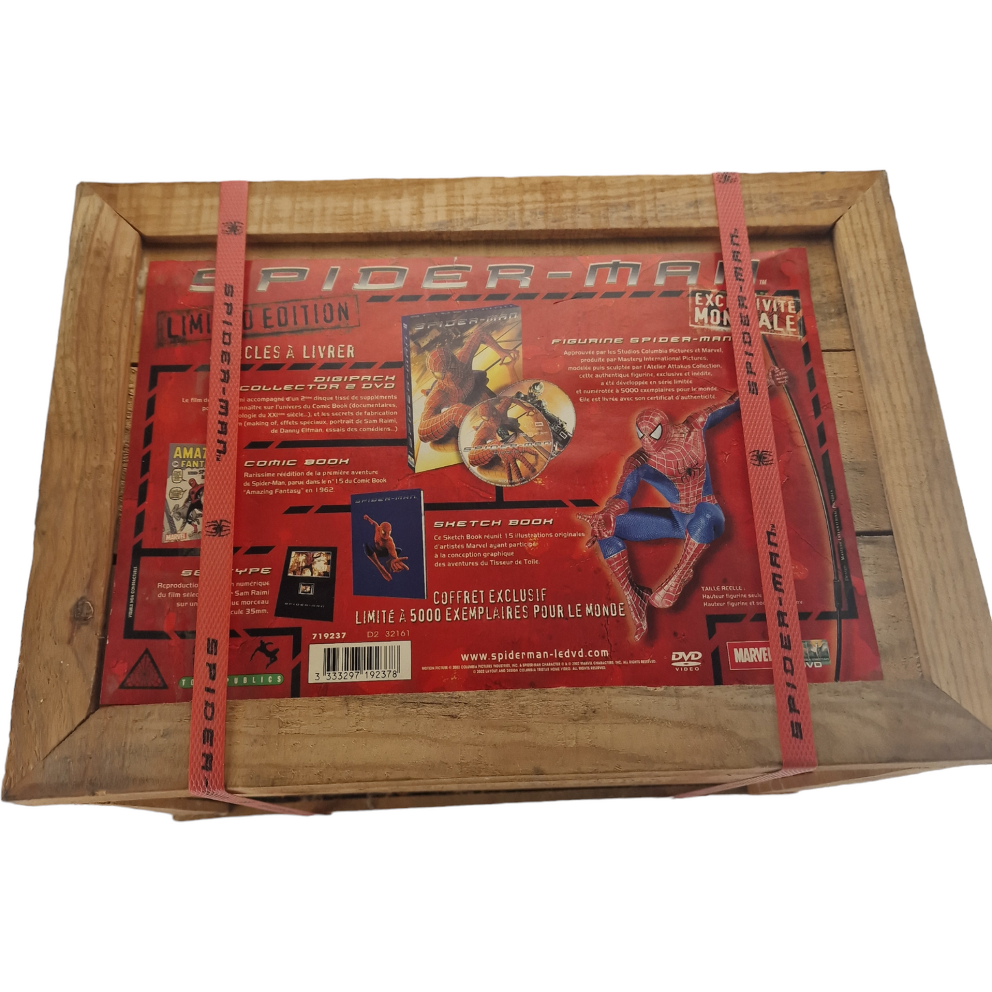 Coffret bois pyrogravé Spider-Man Scellé 5000 ex monde /Statuette+ DVD+pellicule