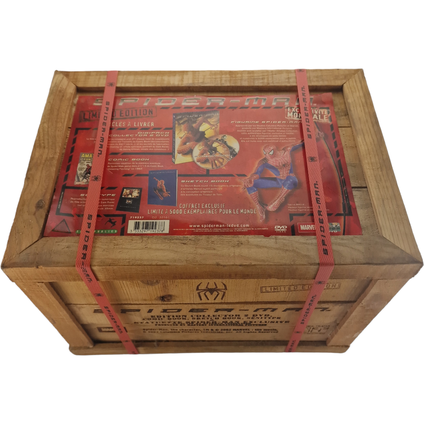 Coffret bois pyrogravé Spider-Man Scellé 5000 ex monde /Statuette+ DVD+pellicule