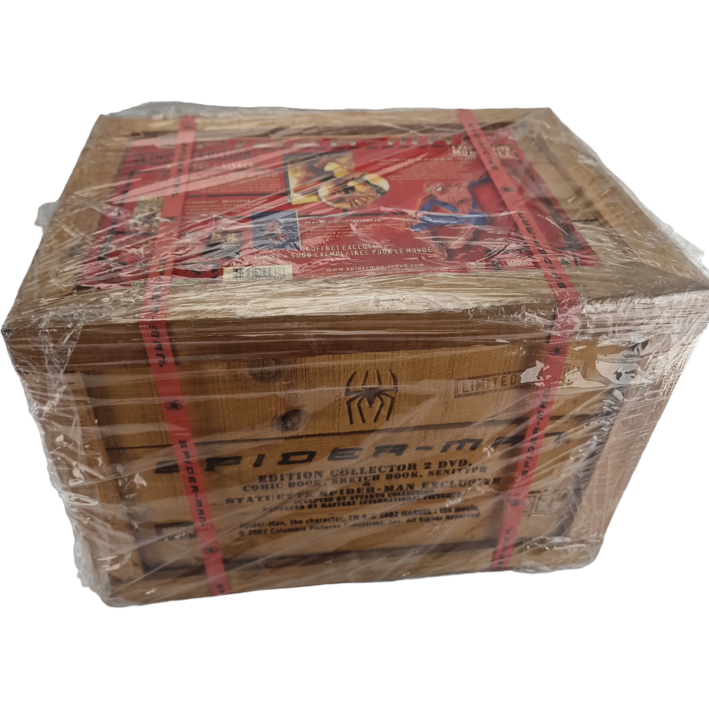 Coffret bois pyrogravé Spider-Man Scellé 5000 ex monde /Statuette+ DVD+pellicule