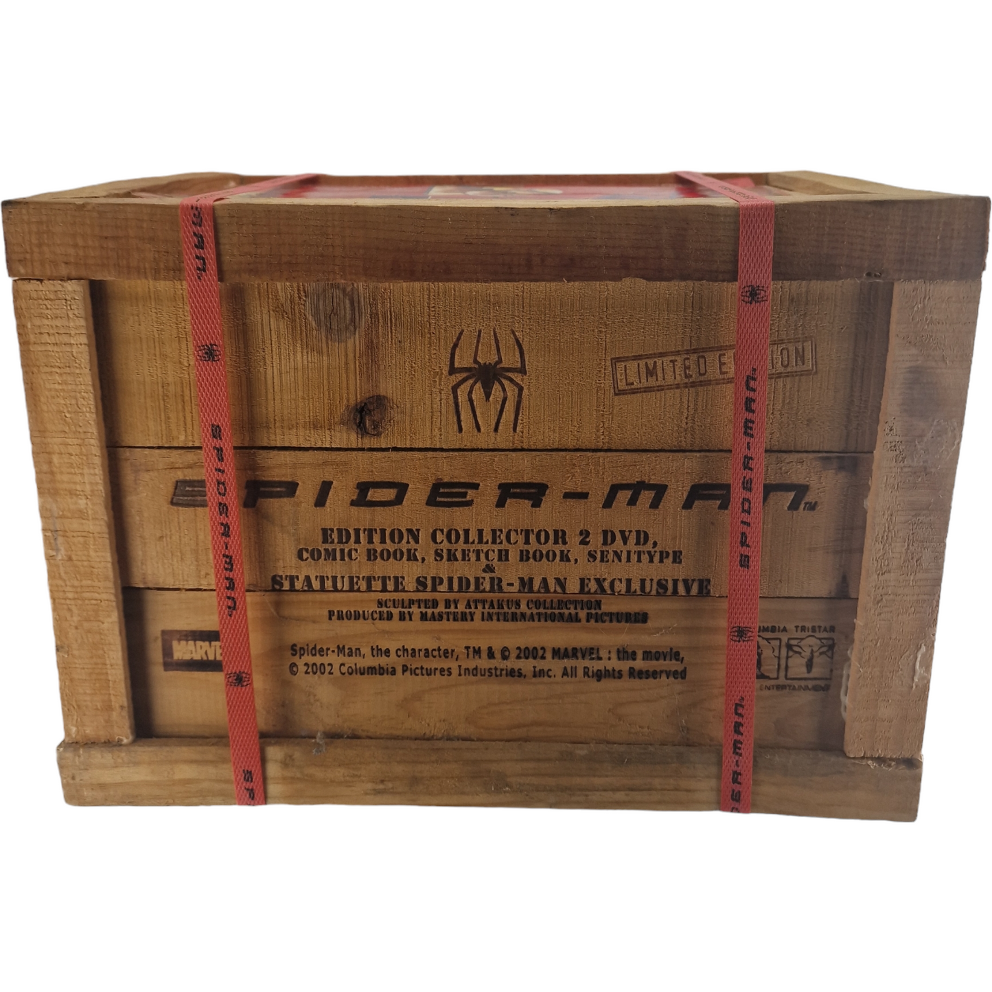 Coffret bois pyrogravé Spider-Man Scellé 5000 ex monde /Statuette+ DVD+pellicule