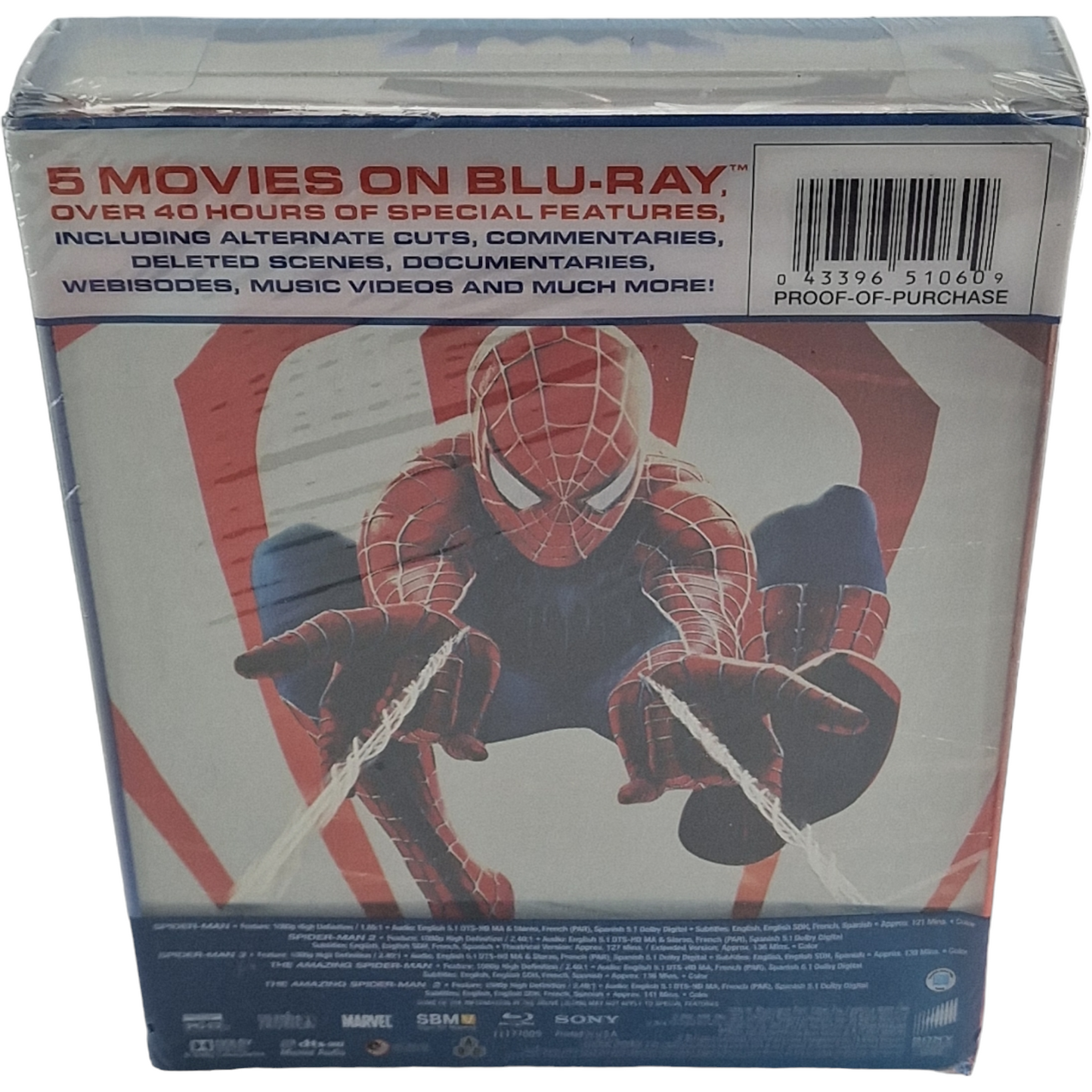 Spider-Man Legacy Collection SteelBook Blu-ray 5 films, 7 coupes 2017 Zone A