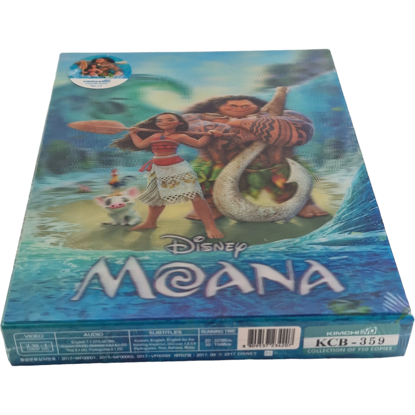 Moana Disney 3D+2D Blu-ray Steelbook Lenticulaire Kimchidvd Numérotée 750 EX Zone A