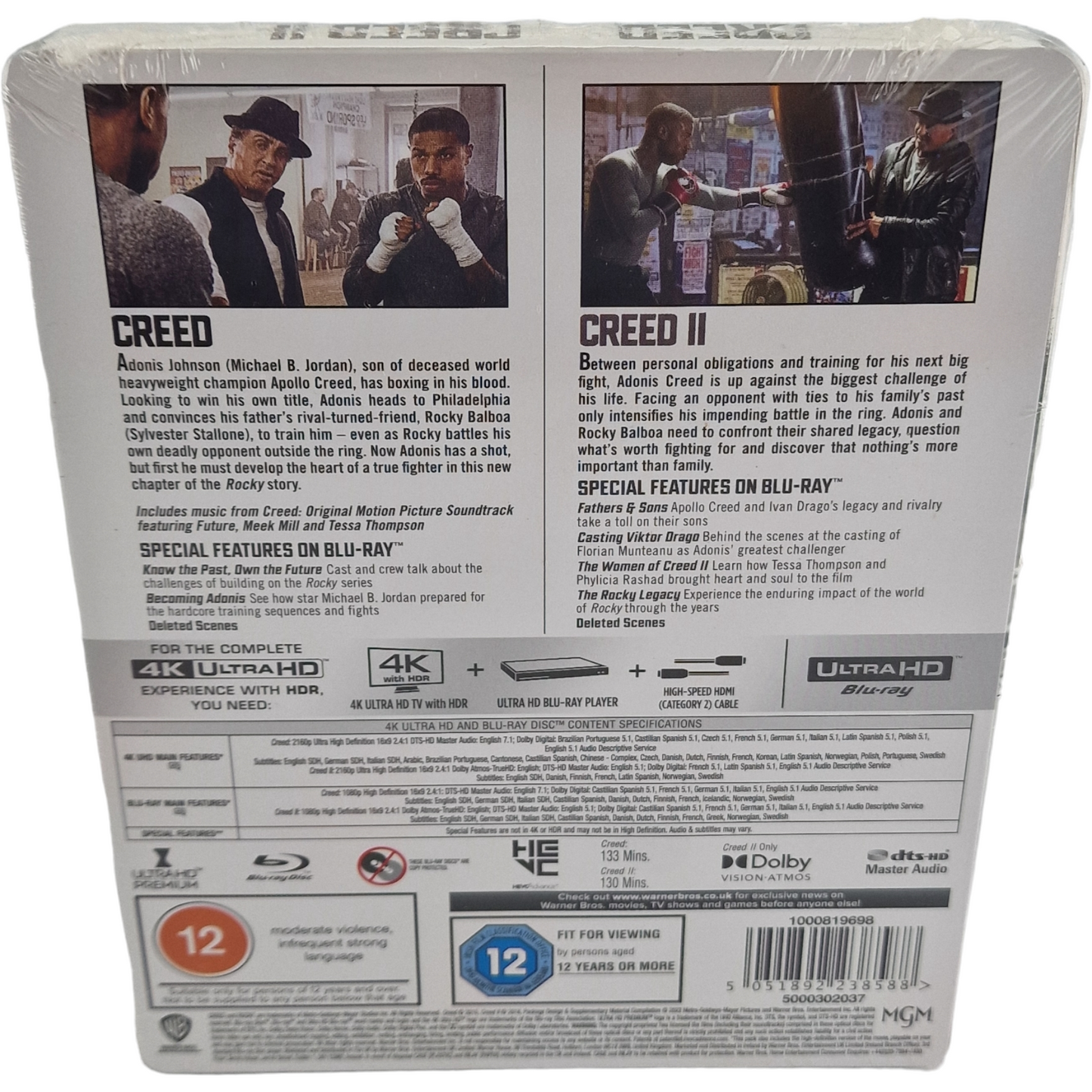 Creed / Creed II SteelBook 2 Films 4K Ultra HD + Blu-ray Édition Limitée Zone B