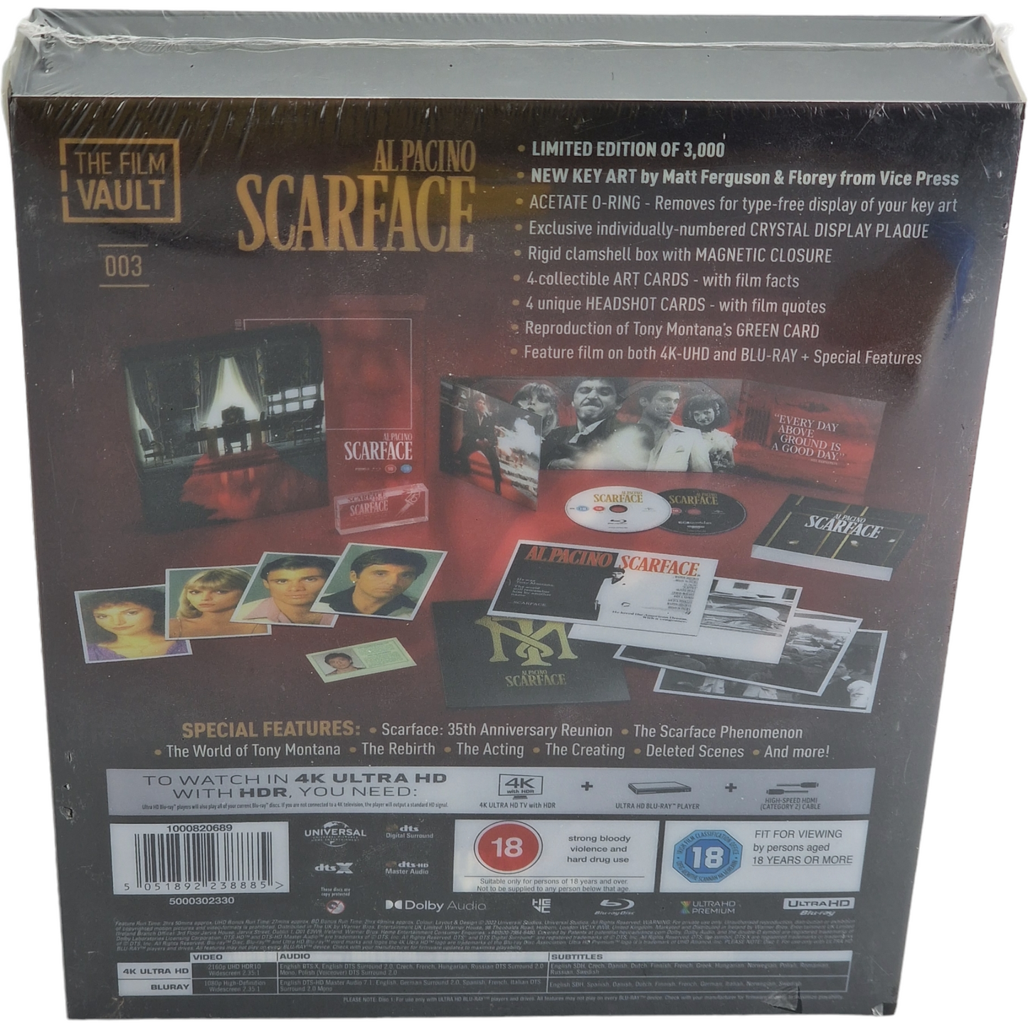 Scarface The Film Vault Limité 4K Ultra HD + Blu-ray  Limité 3 000 Ex  [-18]  B