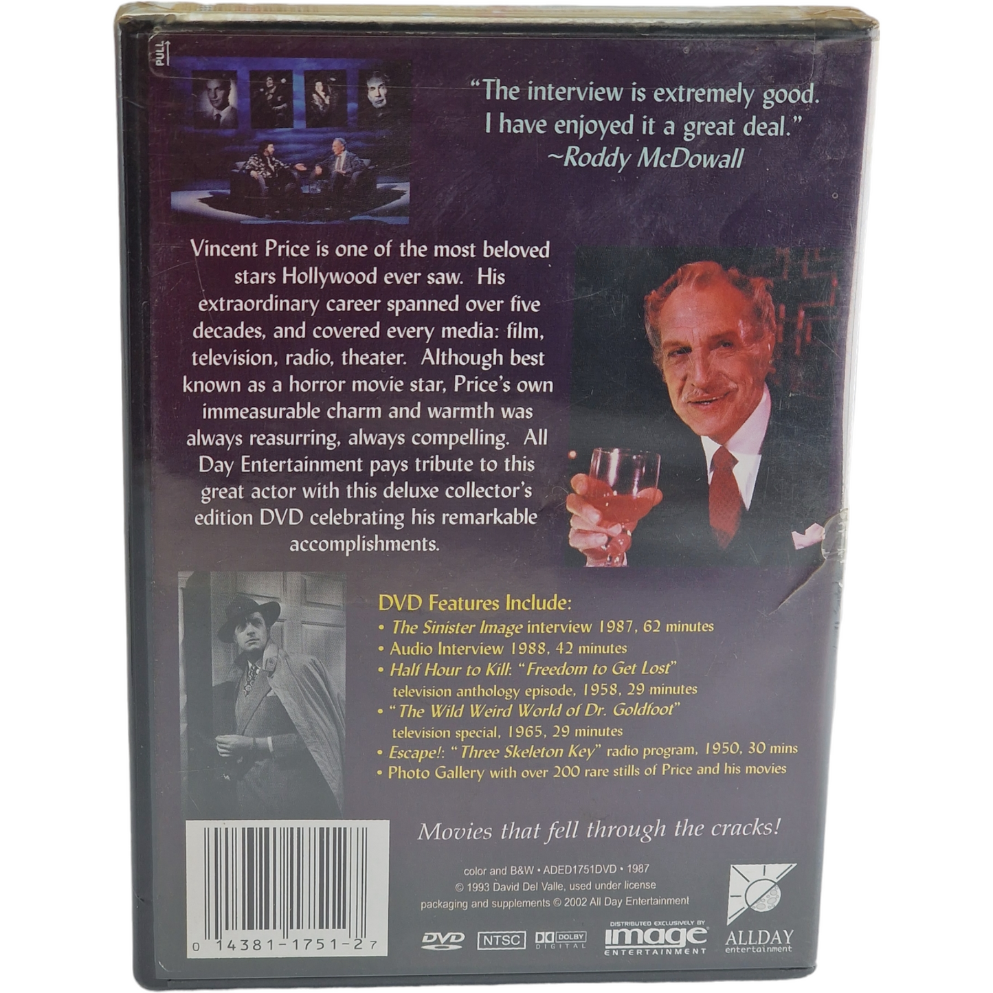 Vincent Price: The Sinister Image DVD Image Entertainment Vincent Price Region 1