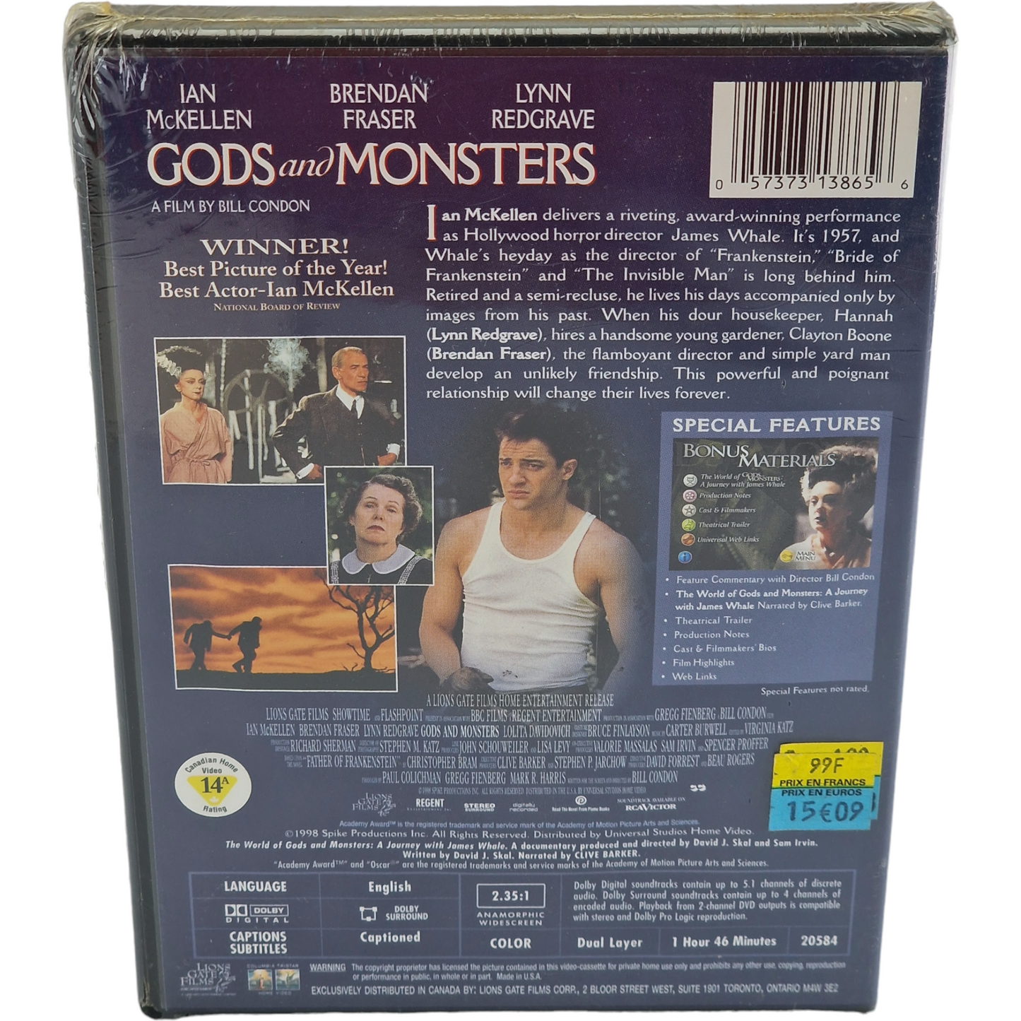 Ni Dieux Ni Démons  1998  DVD  Gods and Monsters 2003  Region  1