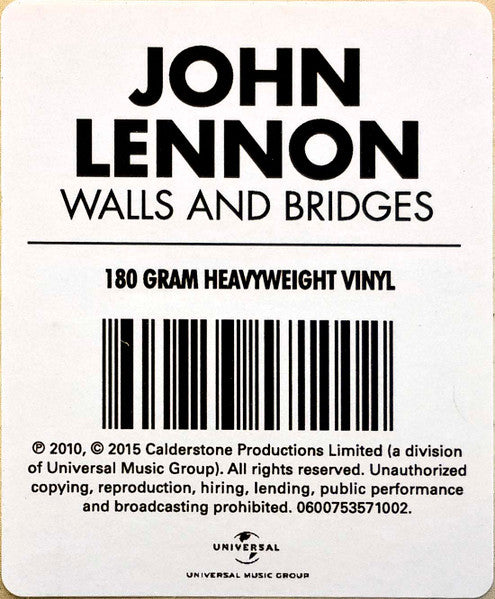 John Lennon Vinyle 33 LP 12 Walls And Bridges Réédition Remasterisé Scellé usine