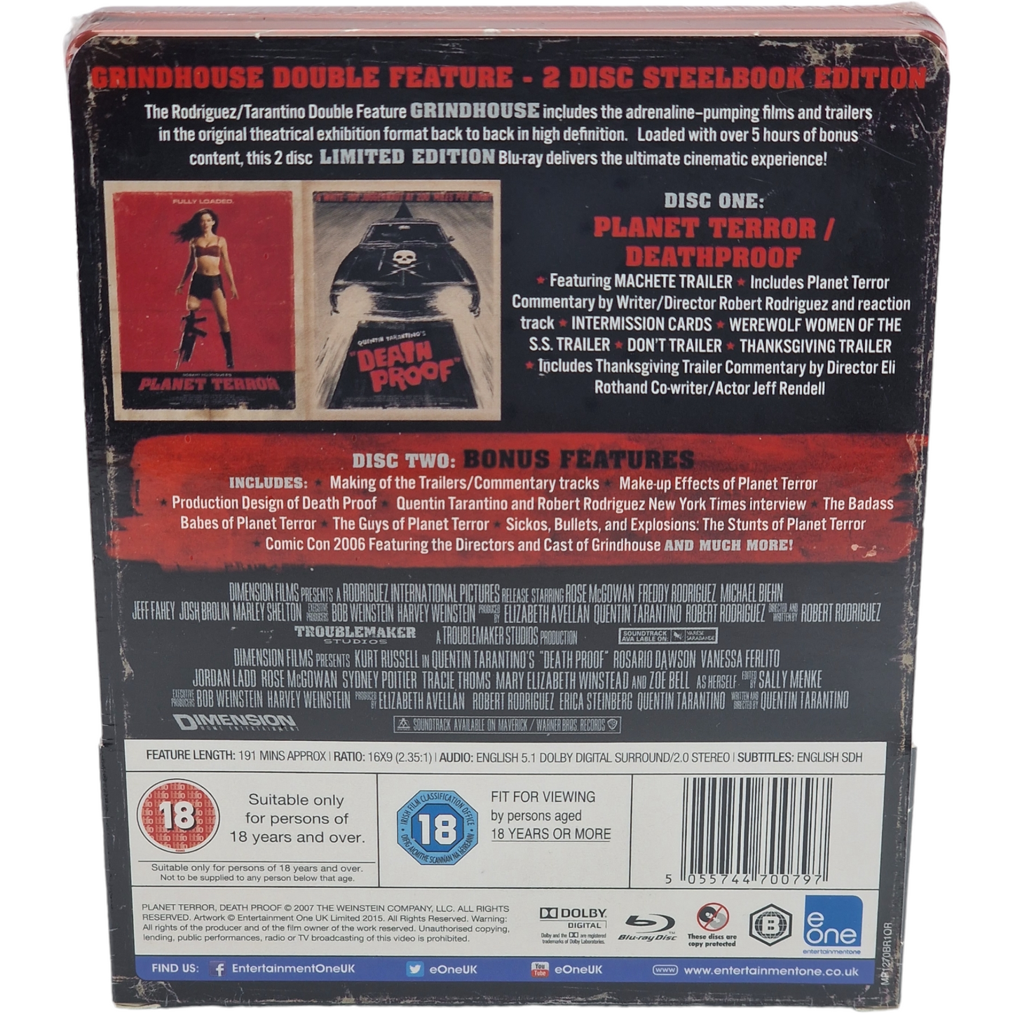 Grindhouse: Planet Terror and Death Proof SteelBook Débossé Zavvi Limitée [-18]