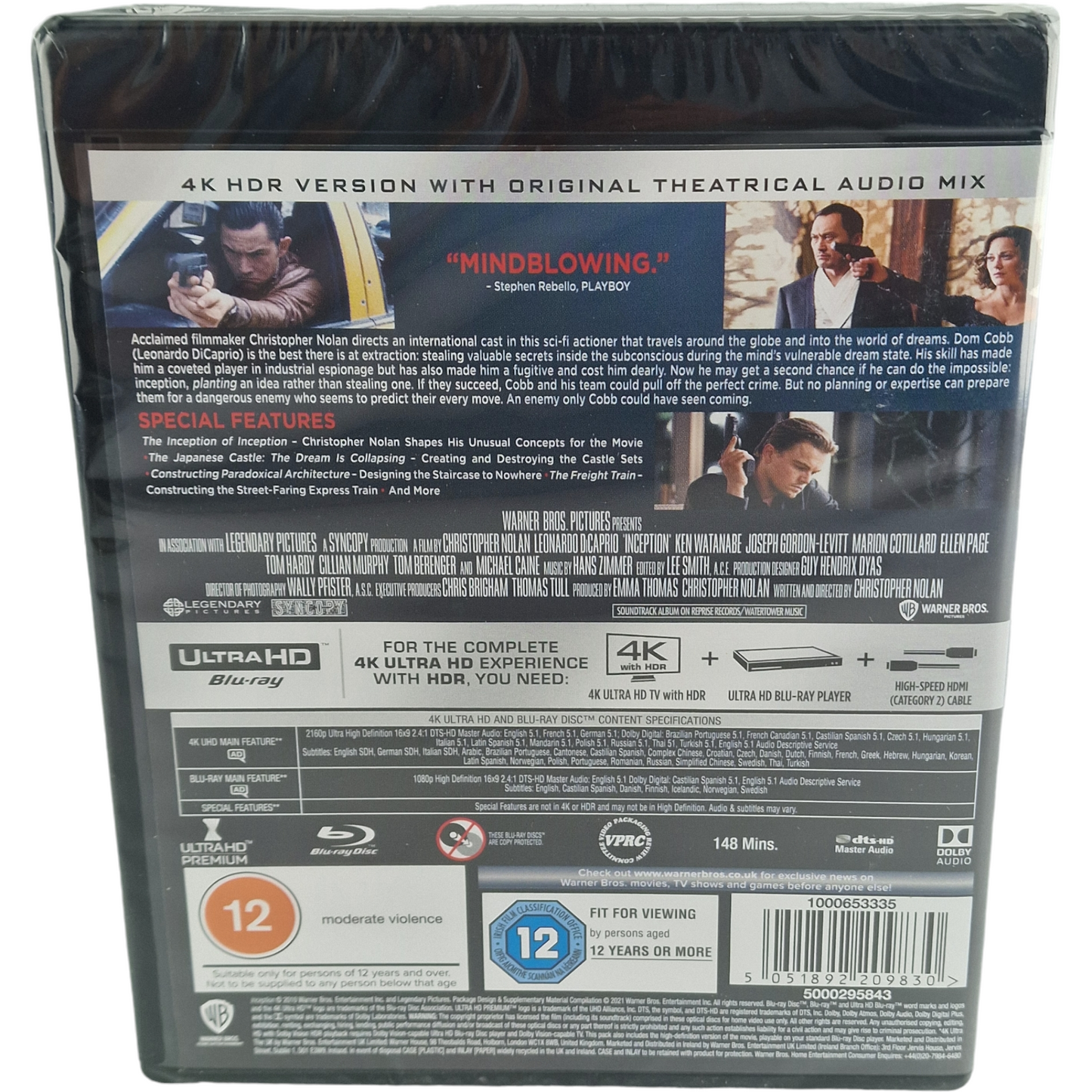 Inception  4K Ultra HD + Blu-ray 2010 Christopher Nolan  Leonardo DiCaprio Libre