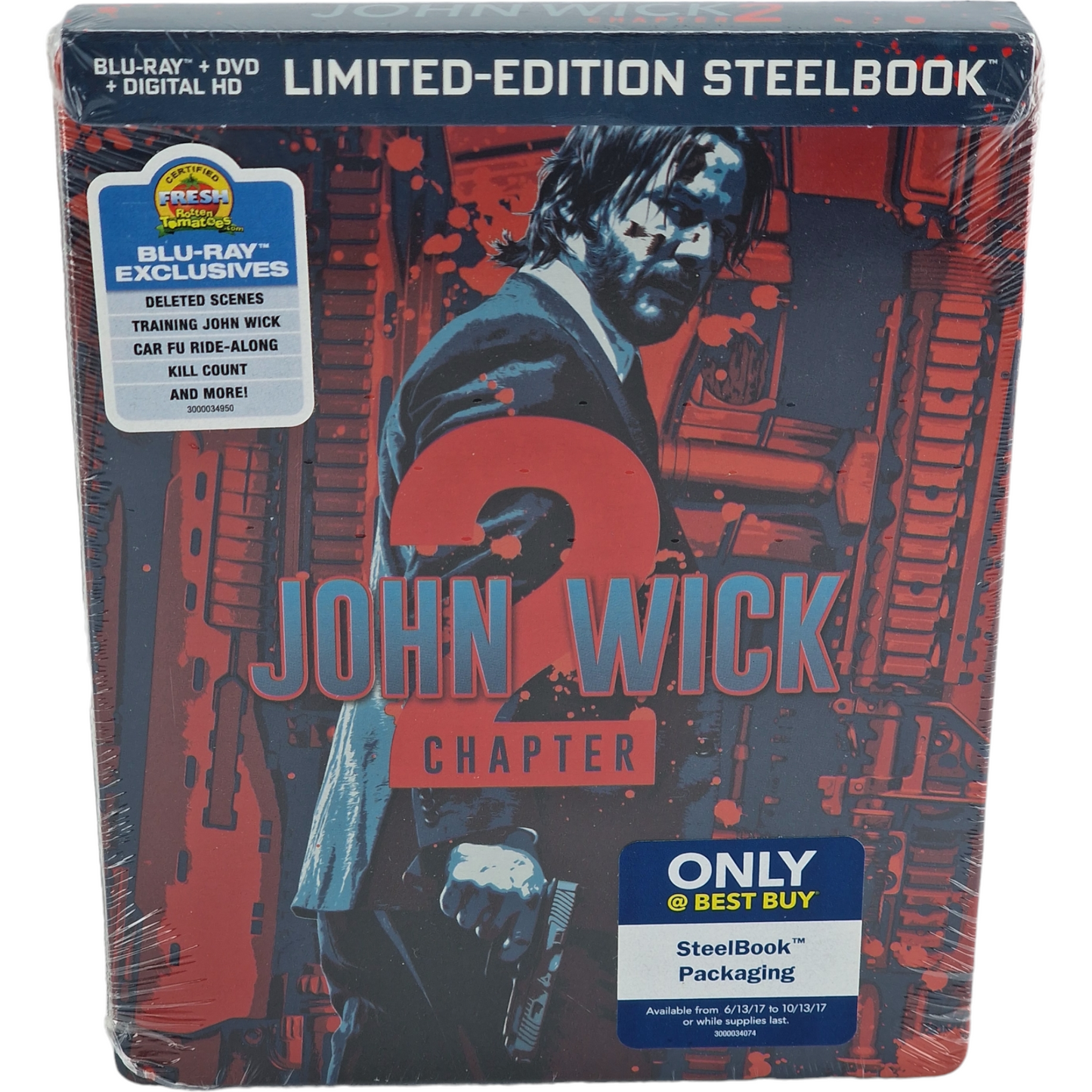 John Wick: Chapter 2  Blu-ray + DVD + Digital HD SteelBook 2017 Zone A