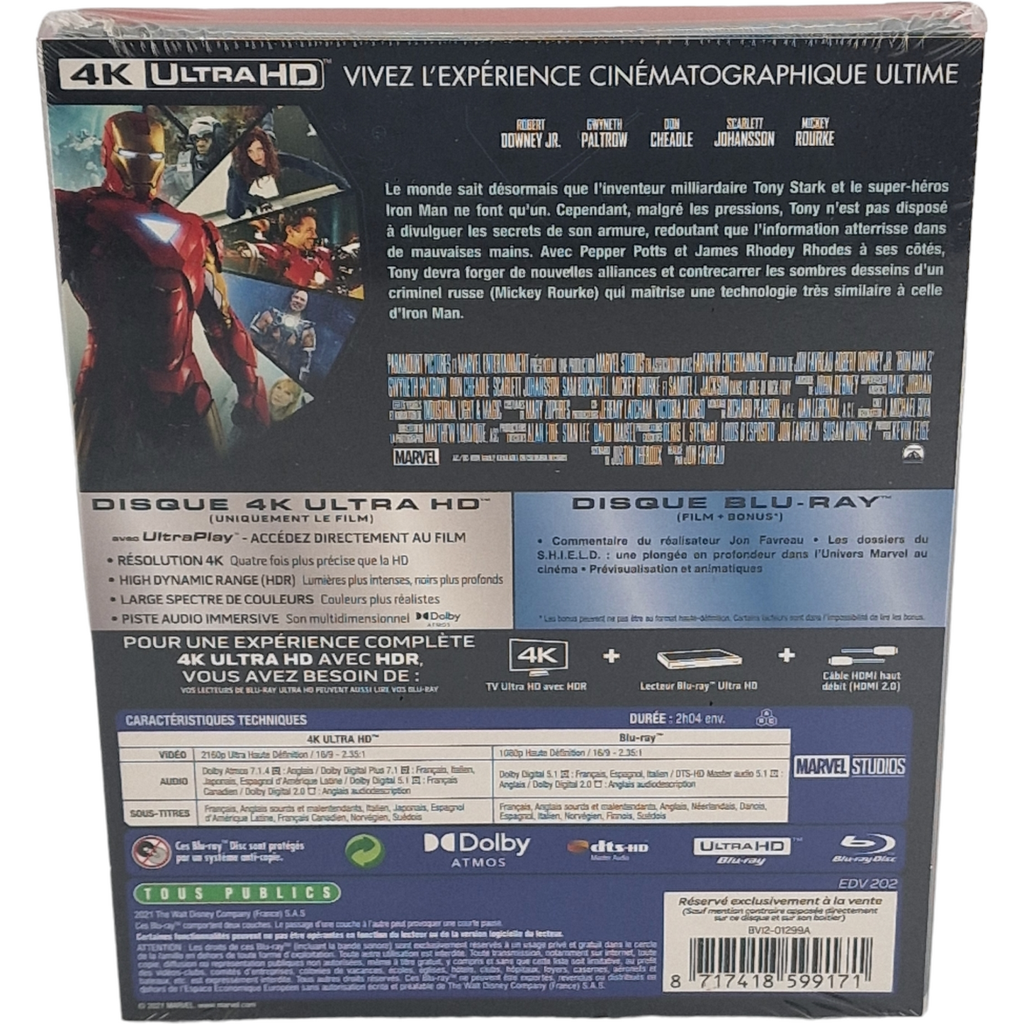 Iron Man 2 SteelBook 4K Ultra HD +Blu-ray Mondo X Robert Downey Jr. 2010 Zone B