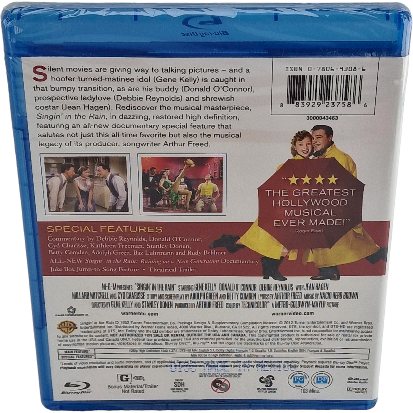 Singin' in The Rain Blu-ray + DVD  Gene Kelly, Donald O'Connor 2012 Region Libre