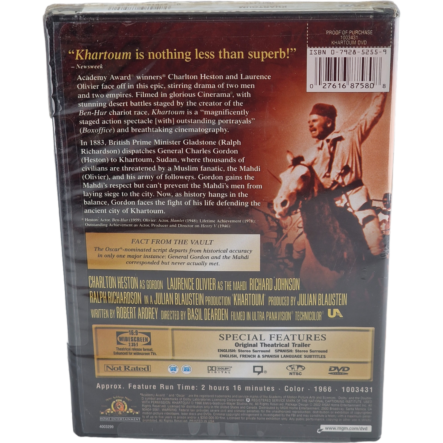 Khartoum DVD 1966 Charlton Heston, Laurence Olivier, 2002  Zone 1