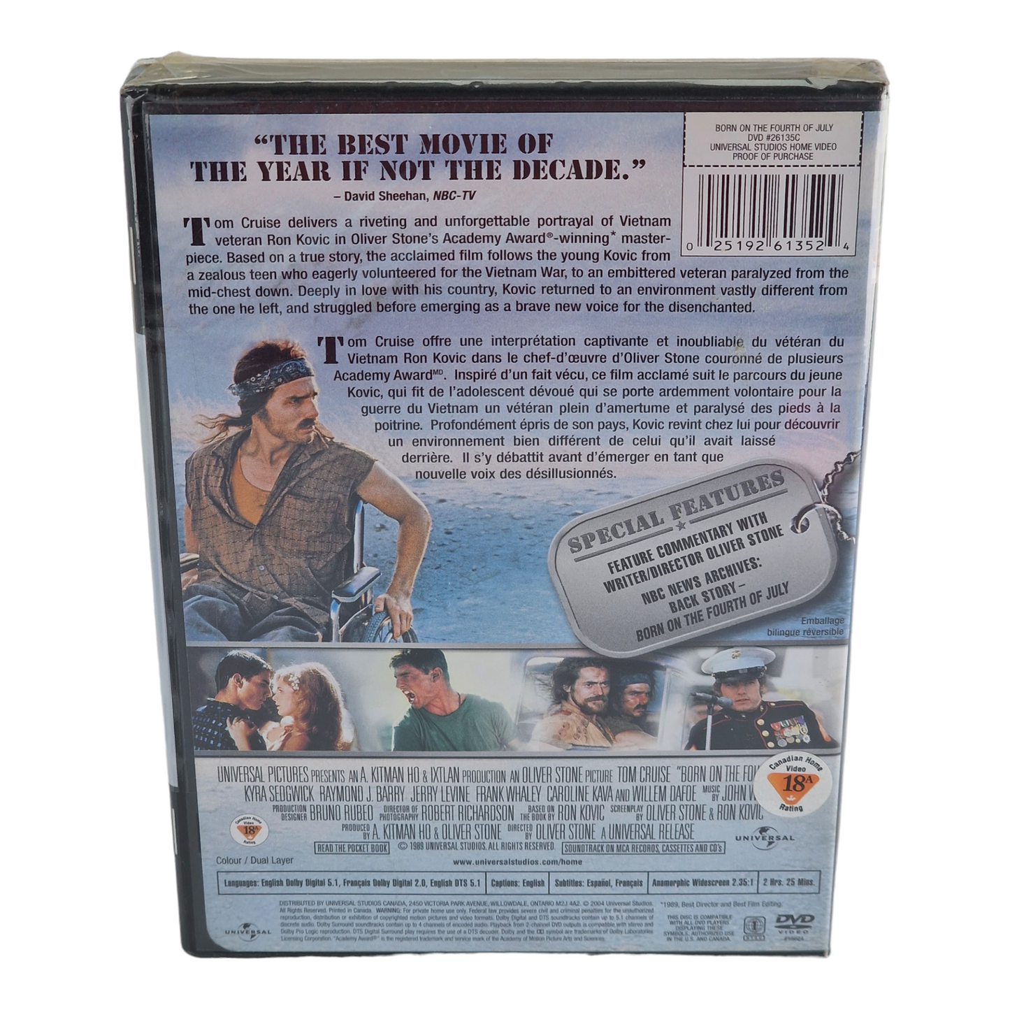 Né un 4 juillet (Born On The Fourth Of July) DVD :Oliver Stone Tom Cruise Zone 1