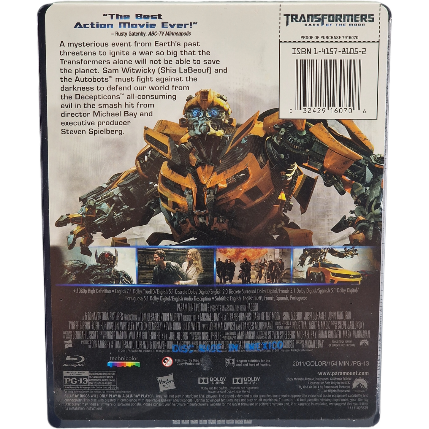 Transformers: Dark of the Moon Blu-ray SteelBook  Best Buy Exclusive 2014 Zone A