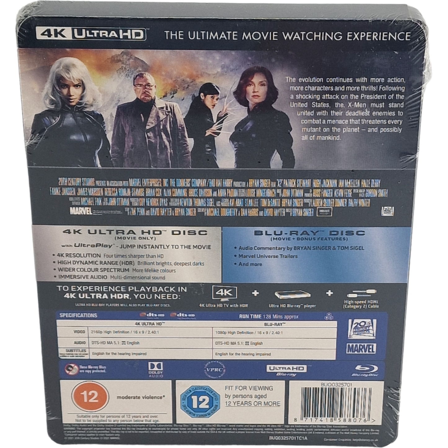 X-Men 2 SteelBook  4K Ultra HD + Blu-ray Lenticulaire Edition Zavvi Zone Libre