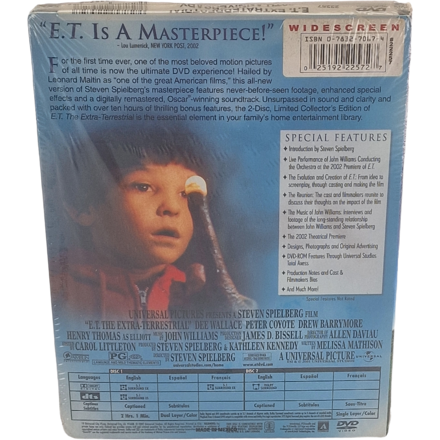 E.T.: The Extra-Terrestrial DVD DigiPack / Édition Collector limitée  2002 Zone 1