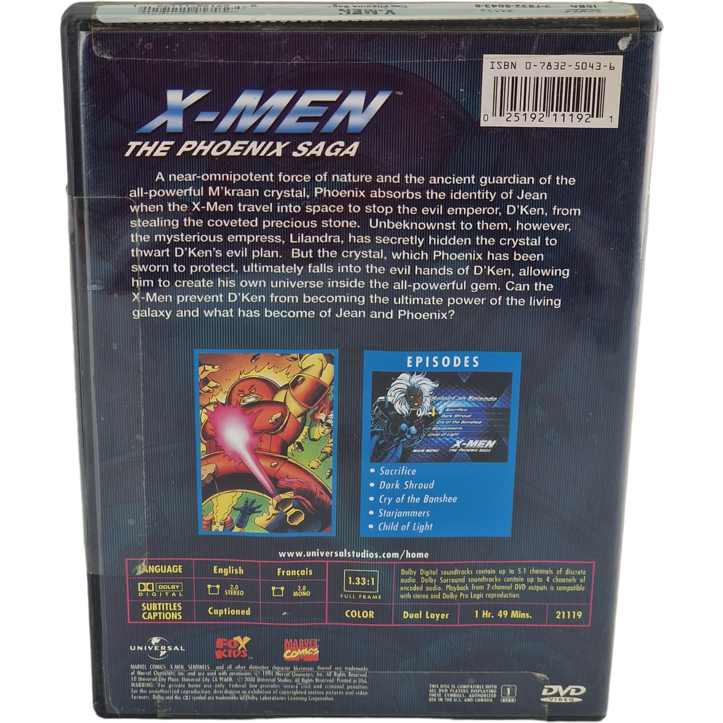 X-Men : The Phoenix Saga 1994  DVD  Season 1     2000  Region  1