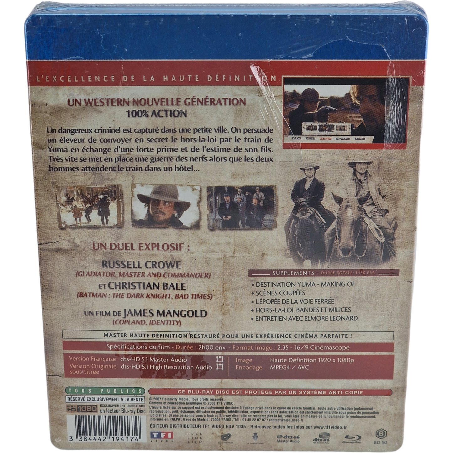 3:10 to Yuma Blu-ray Steelbook France  Russell Crowe, Christian Bale Zone Libre