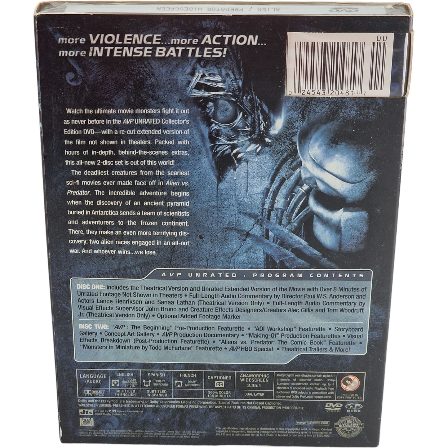 AVP: Alien Vs. Predator 2004 Collector's Edition 1 film, 2 coupes 2005  Zone 1