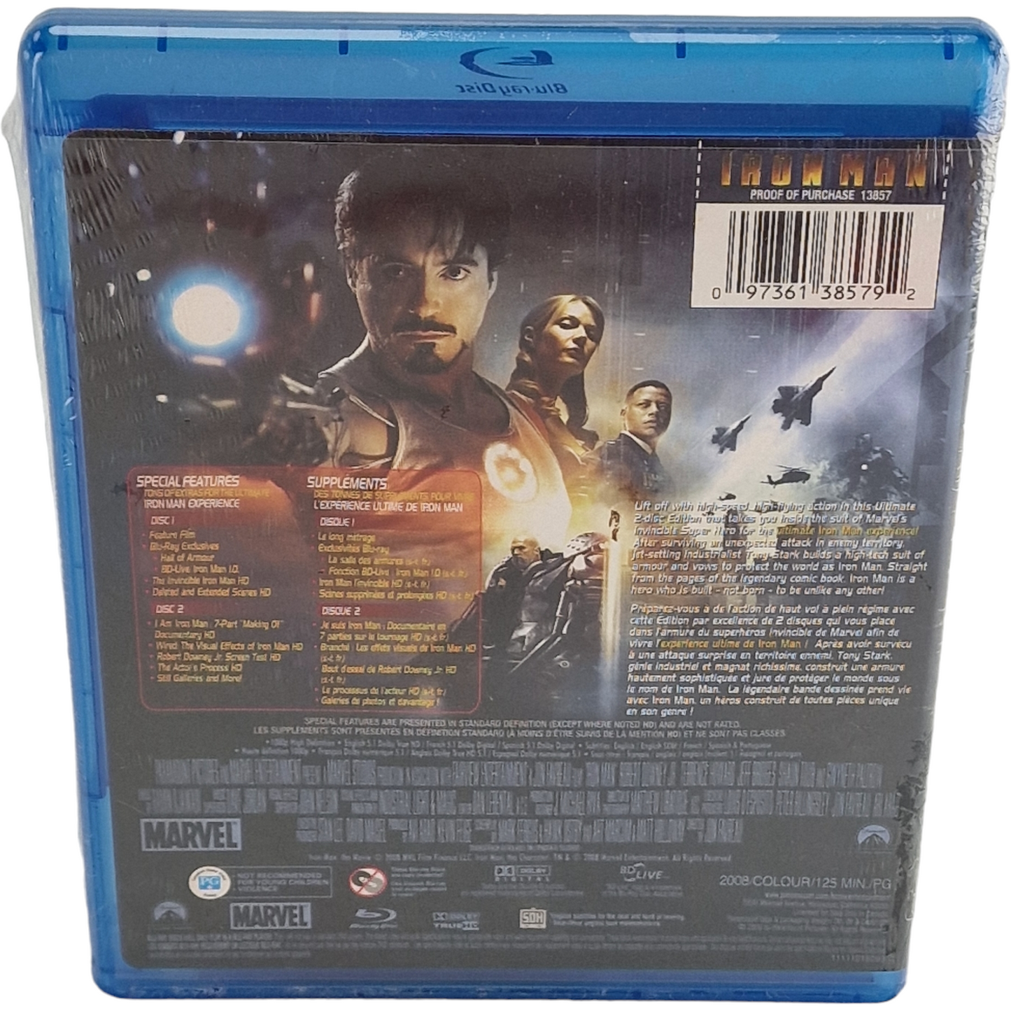 Iron Man Blu-ray  Robert Downey Jr., Jeff Bridges, Gwyneth Paltrow 2008  Region A