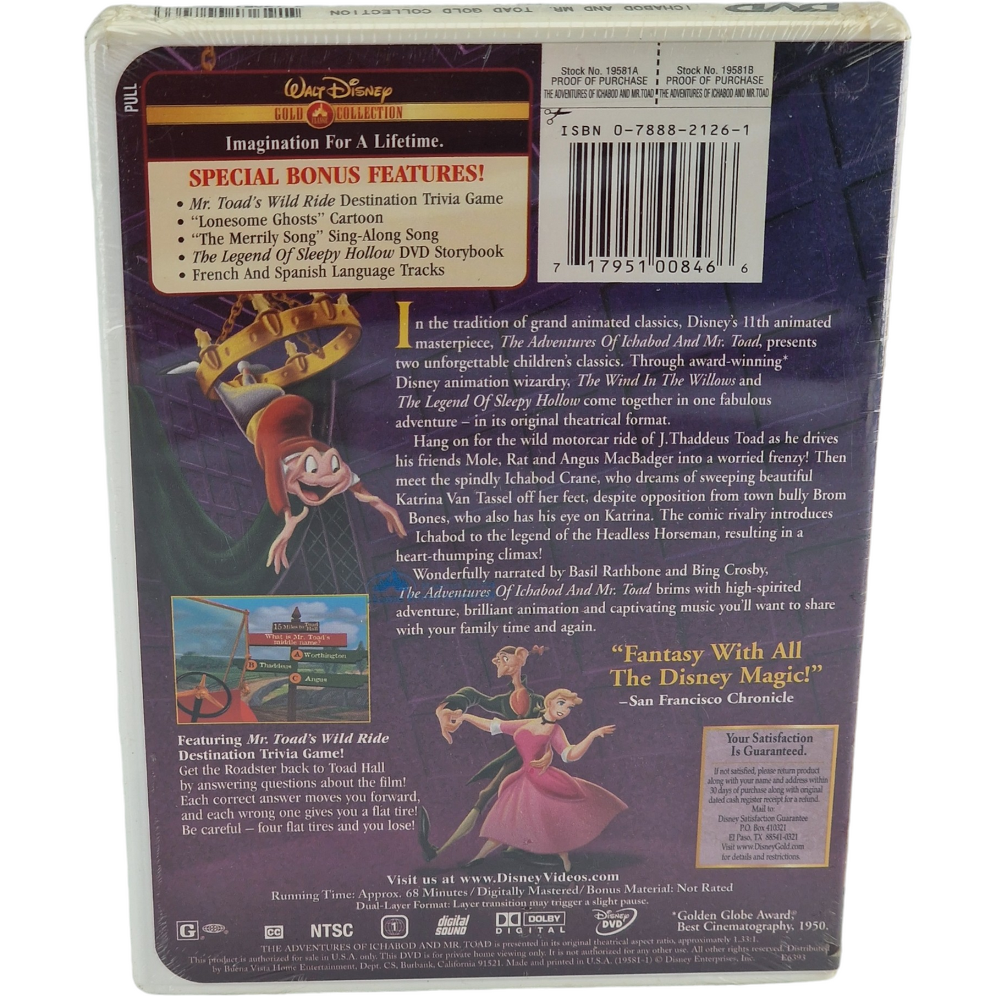 The Adventures of Ichabod & Mr. Toad DVD Collection Classique Disney Gold Zone 1