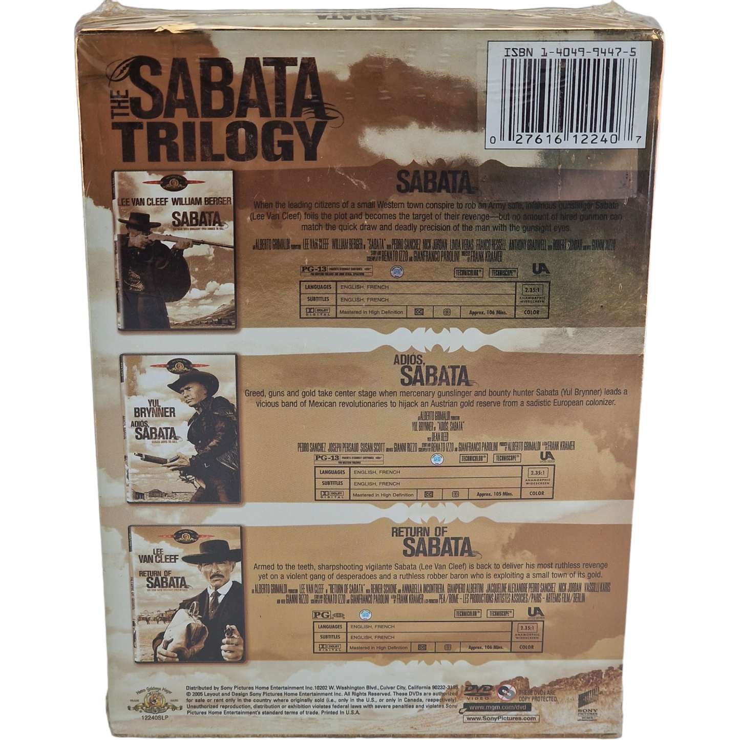 La trilogie Sabata  DVD  3 Films Sabata / Return Of Sabata/ Adios Sabata Zone 1