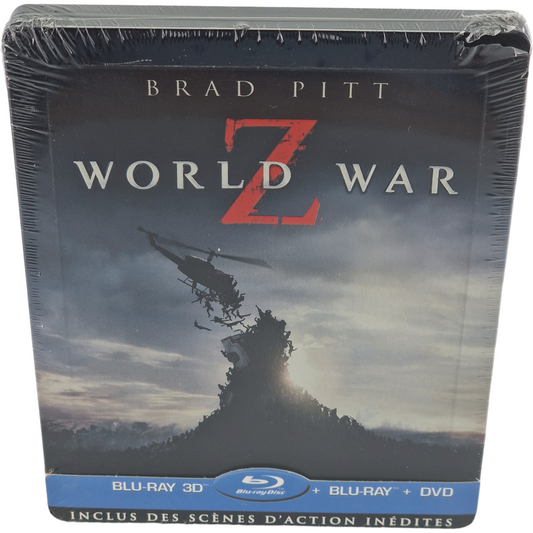 World War Z Blu-ray 3D +2D +DVD Steelbook embossé édit Limitée Brad Pitt Libre