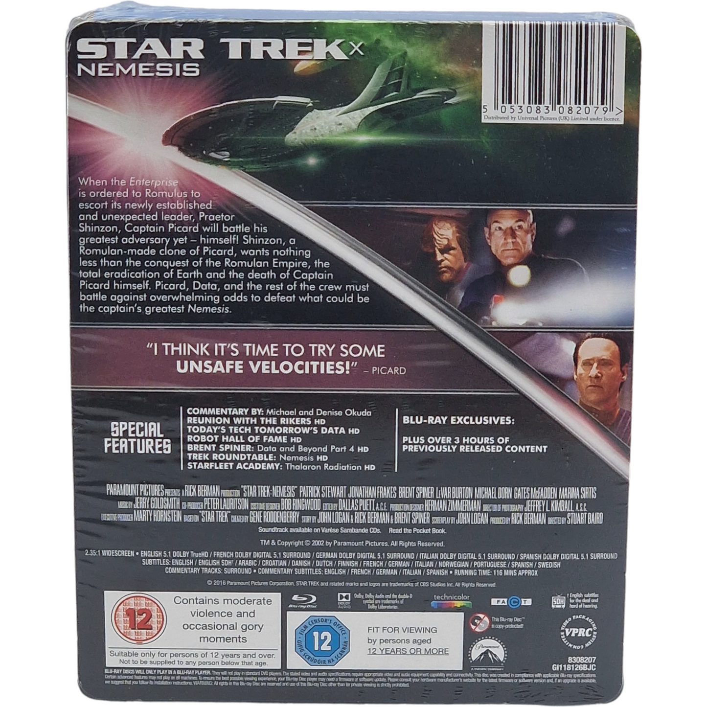 Star Trek X: Nemesis Blu-ray Steelbook Débossé Limitée 50e anniversaire Libre