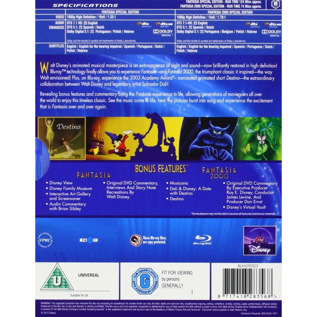 Fantasia / Fantasia 2000 Blu-ray Blu-ray 2-Movie [UK Import] Version Originale